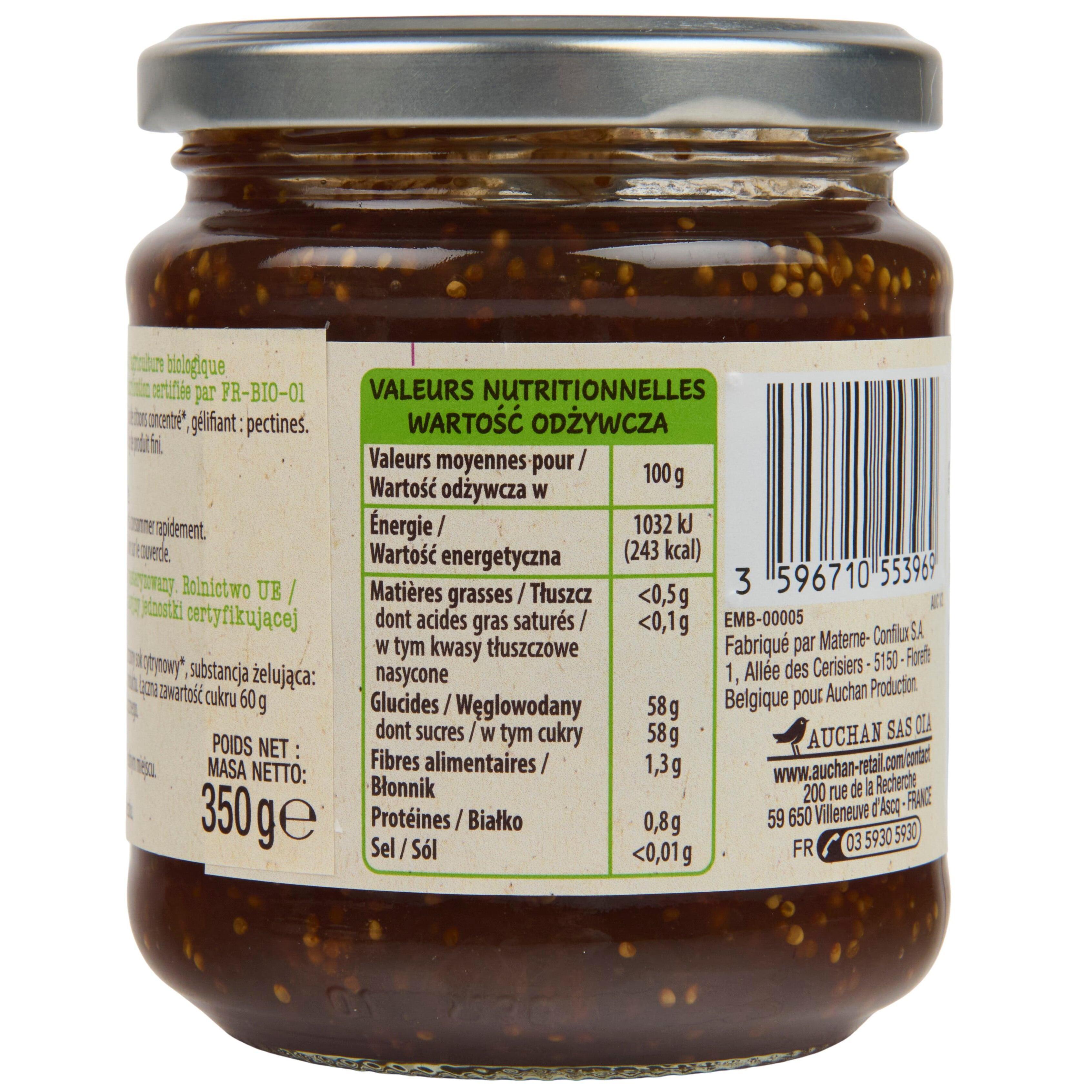 Voir la diapositive 5 : AUCHAN BIO Confiture extra figue bio 350g