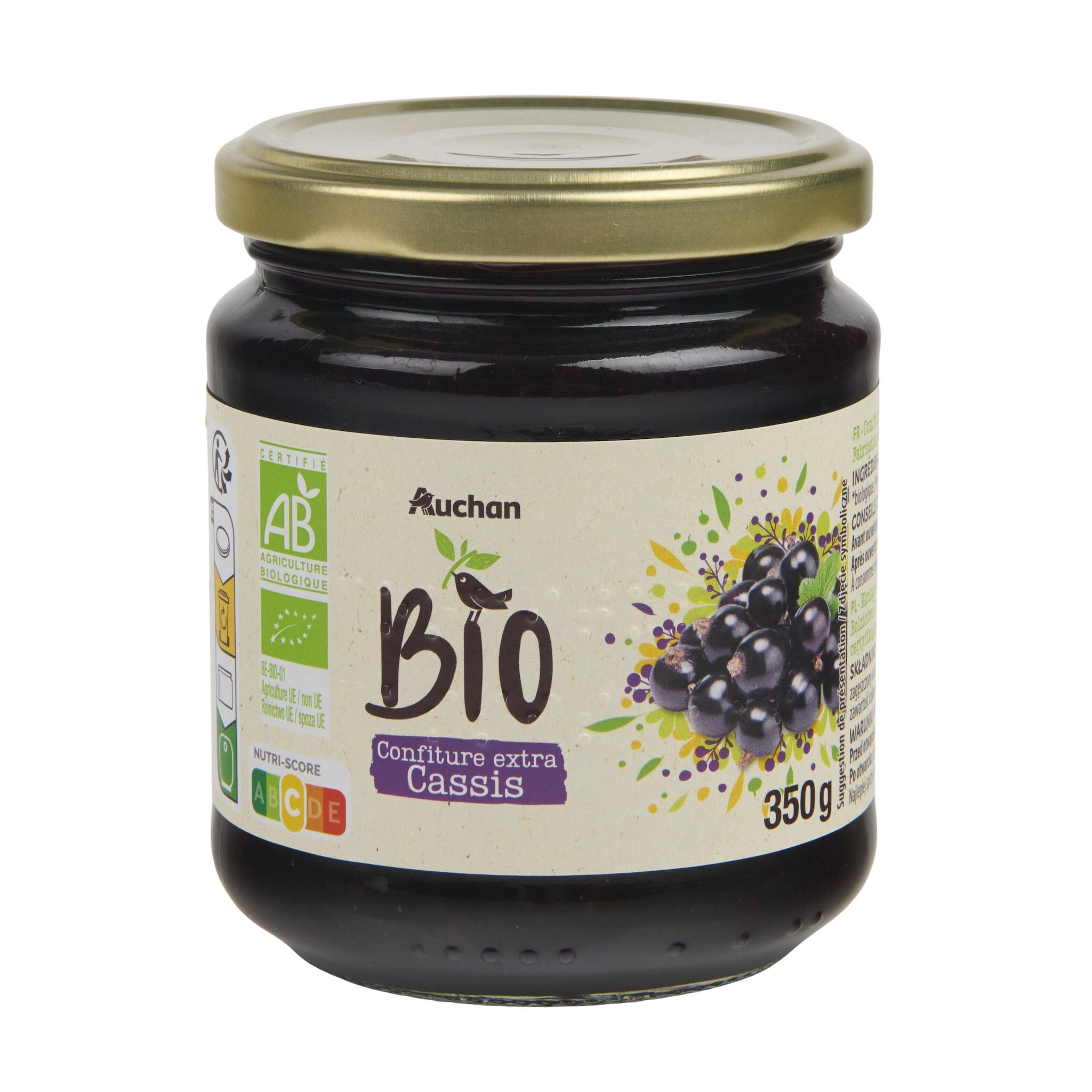 Voir la diapositive 3 : AUCHAN BIO Confiture extra cassis bio 350g