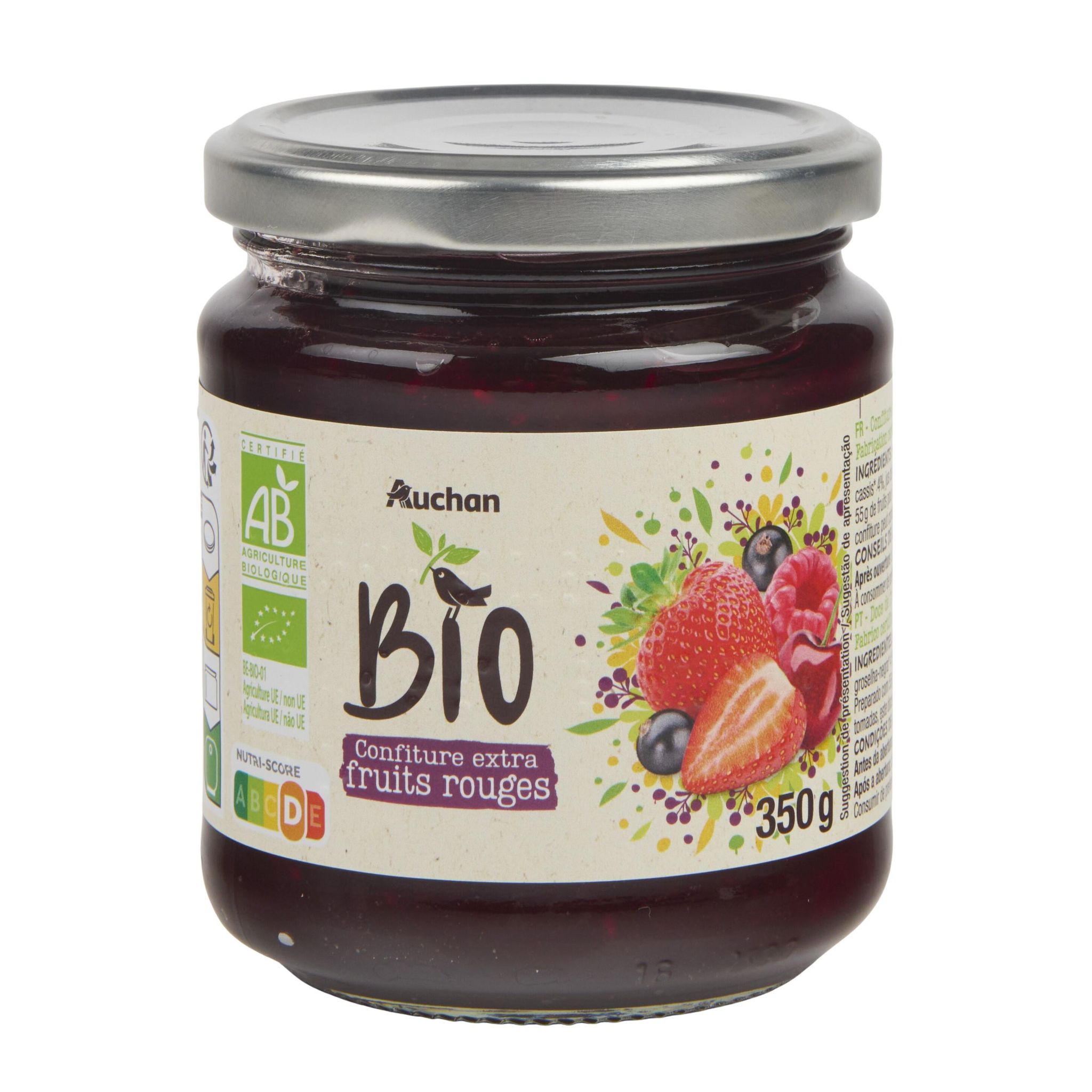 Voir la diapositive 3 : AUCHAN BIO Confiture extra fruits rouges bio 350g