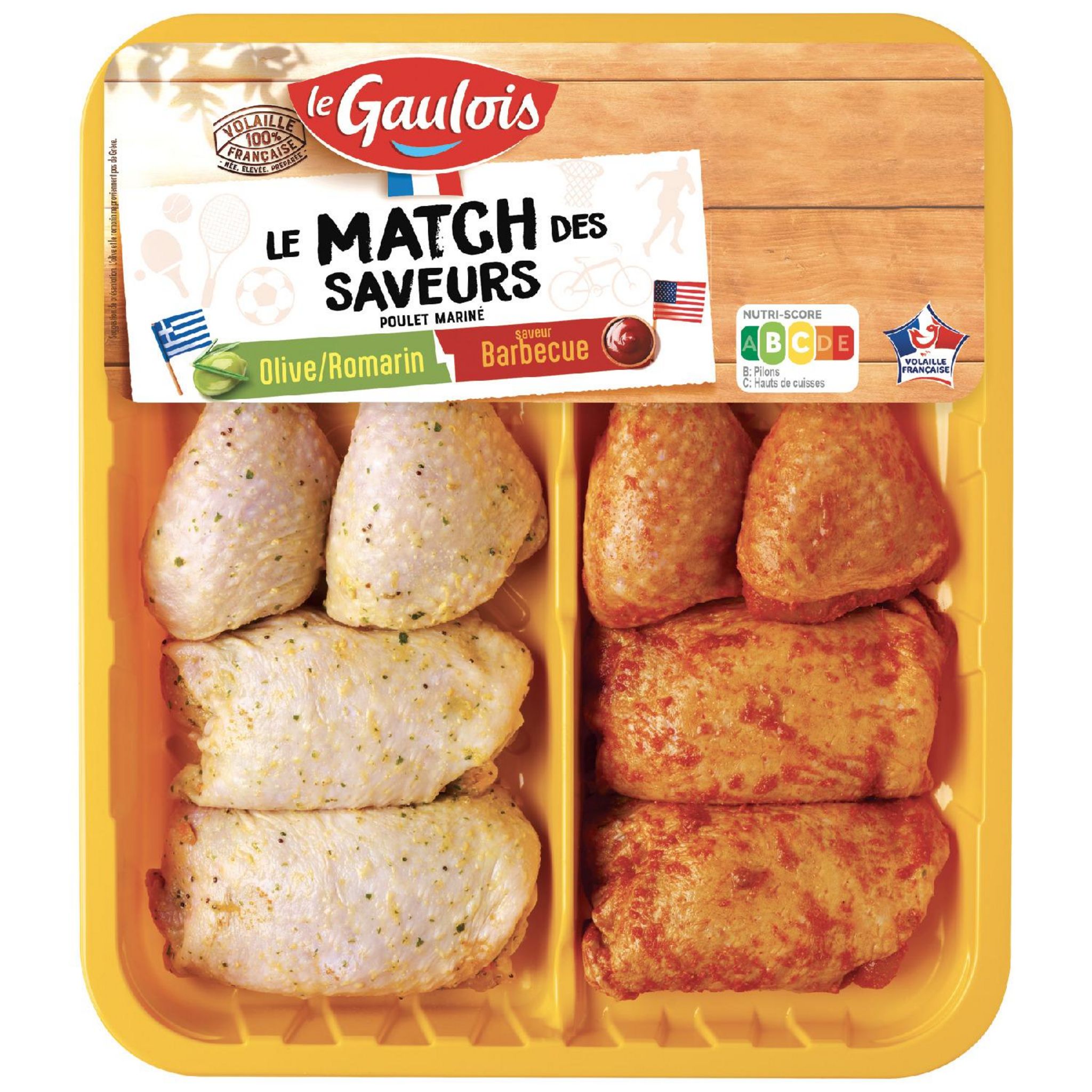 LE GAULOIS Le match des saveurs poulet mariné saveur olive romarin et barbecue 1kg