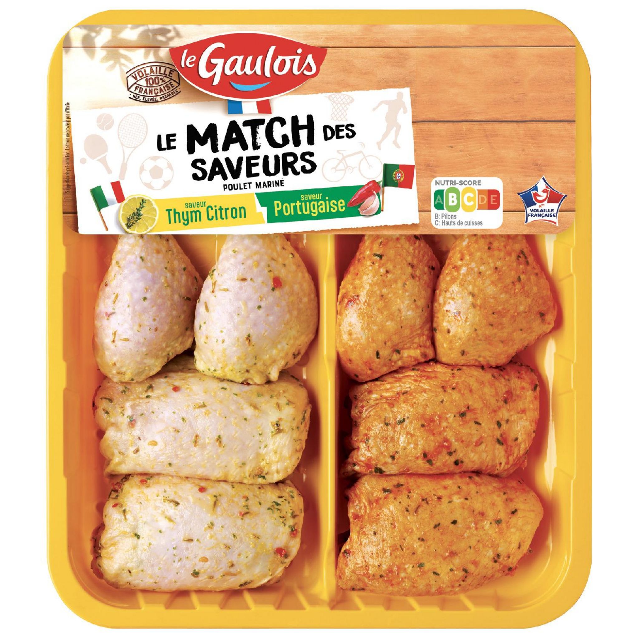 LE GAULOIS Le match des saveurs poulet mariné saveur thym citron et Portugaise 1kg