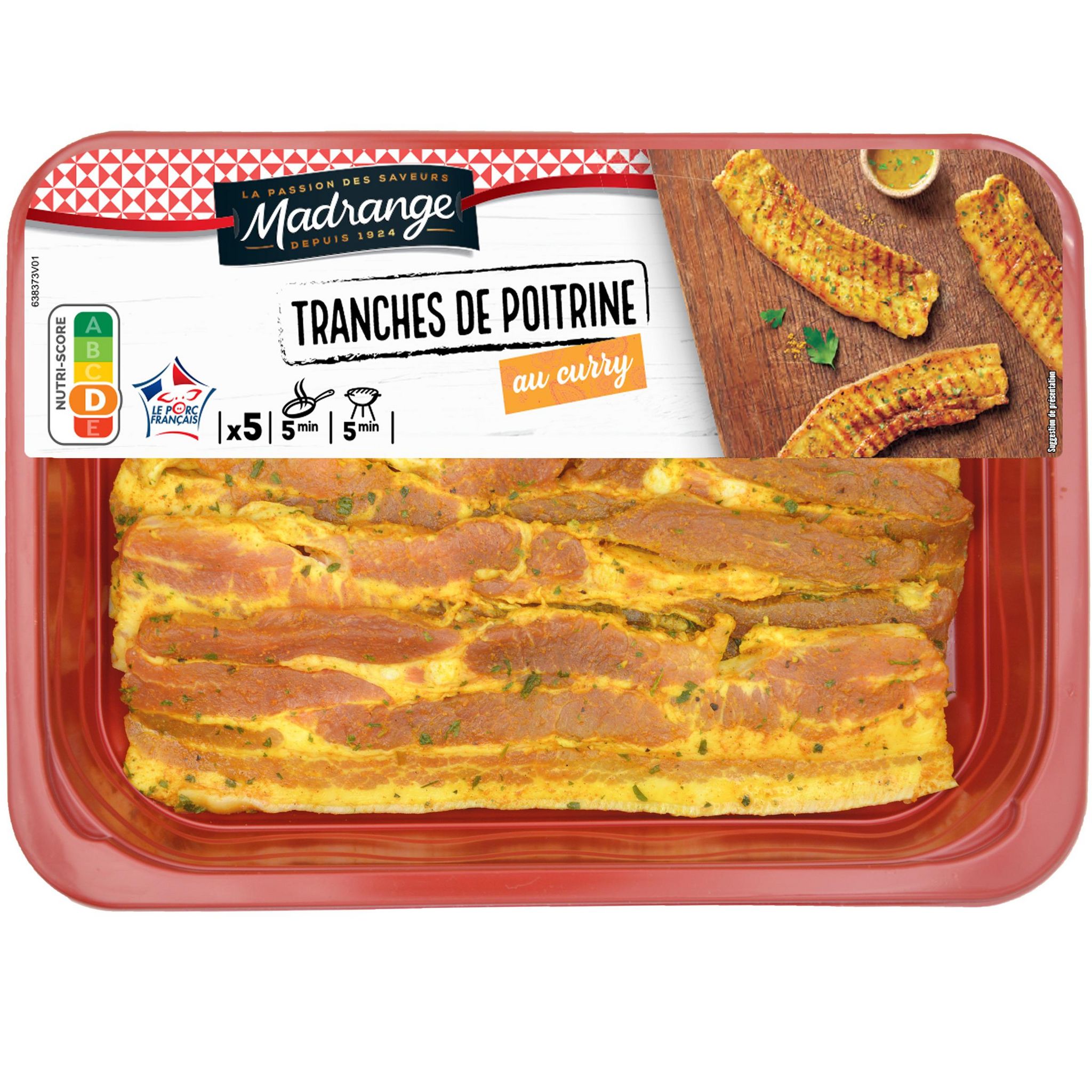 MADRANGE Tranche de poitrine marinée au curry x5 375g