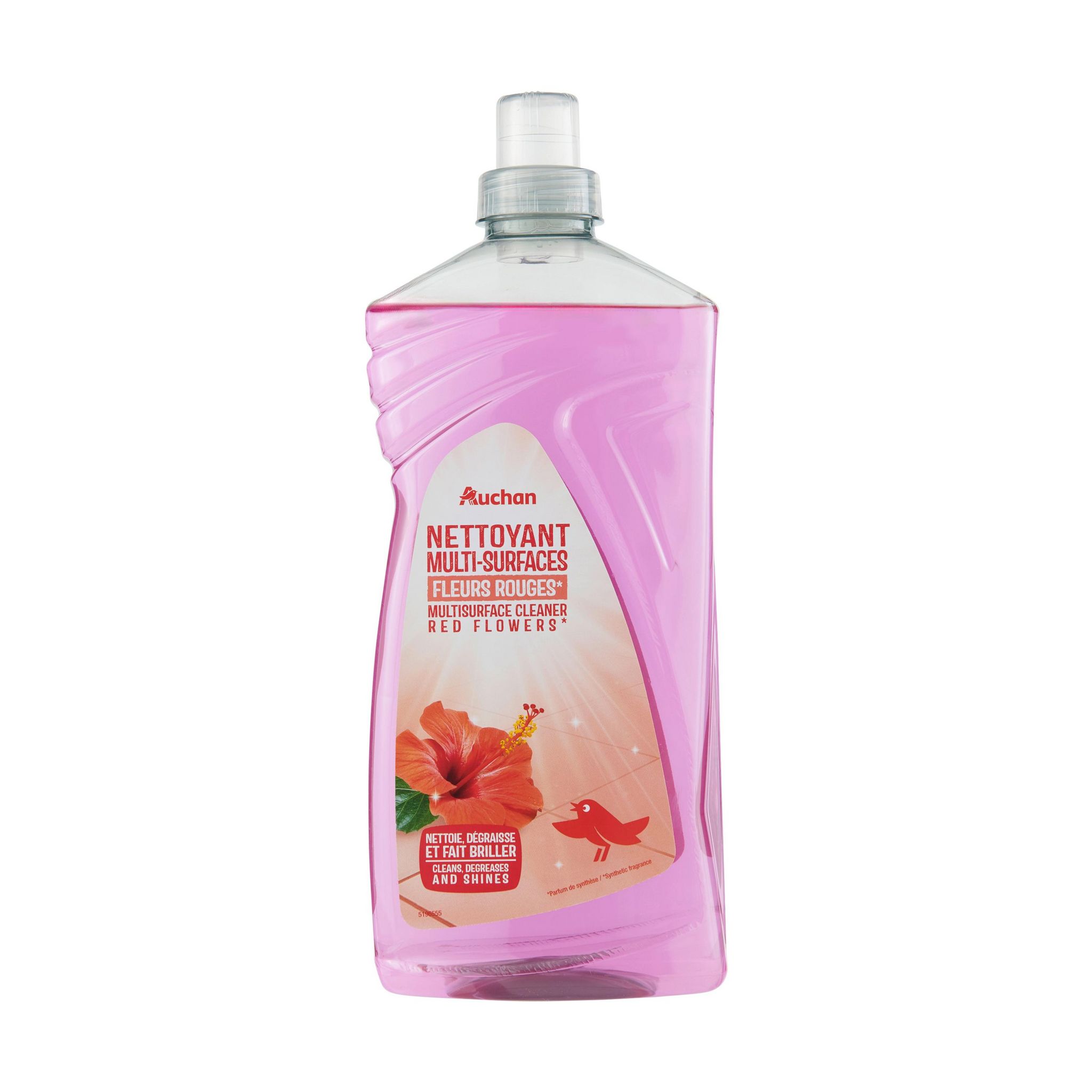 Voir la diapositive 3 : AUCHAN Nettoyant liquide multi-surfaces fleur rouge 1,25l