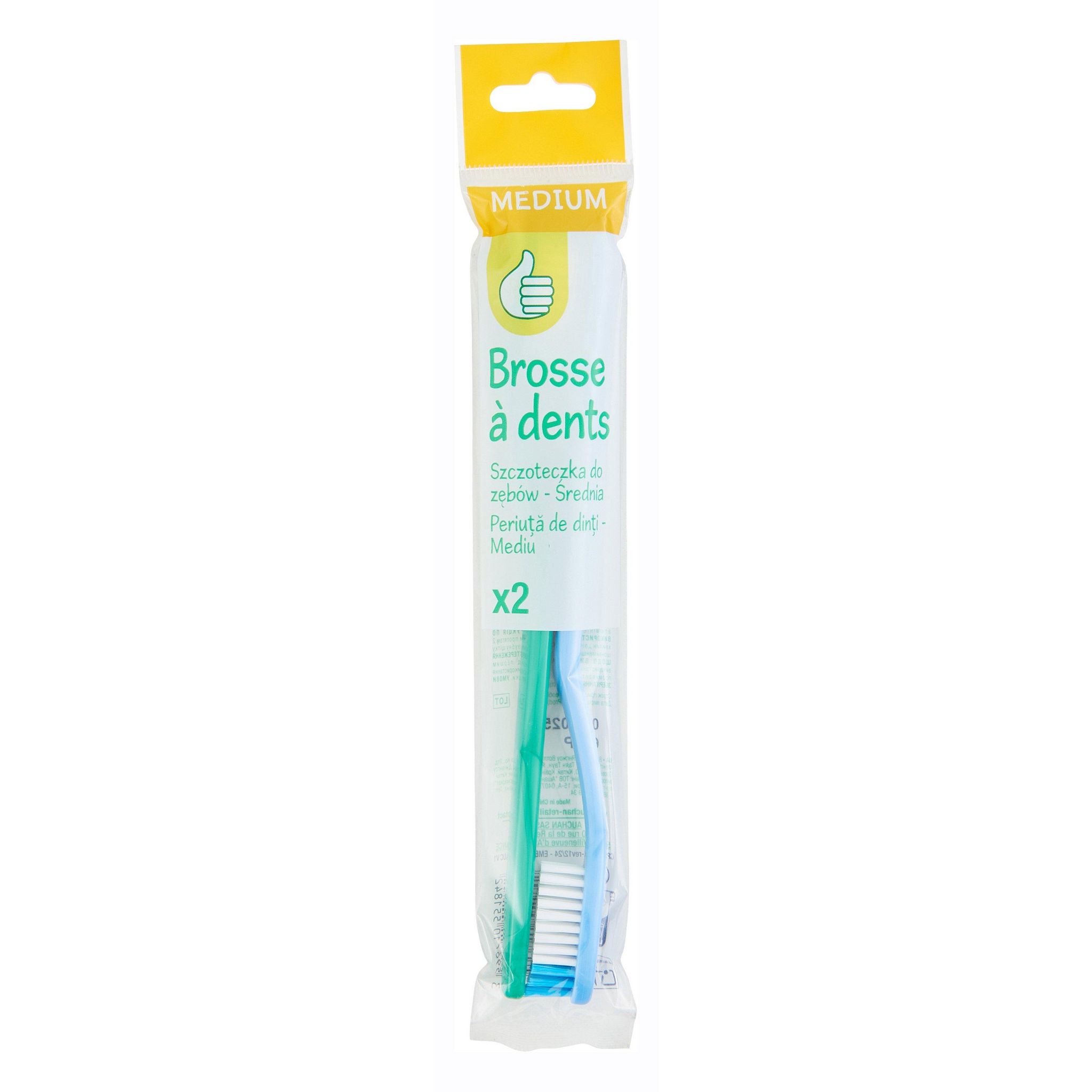 Voir la diapositive 3 : POUCE Brosse à dents médium 2 brosses à dents