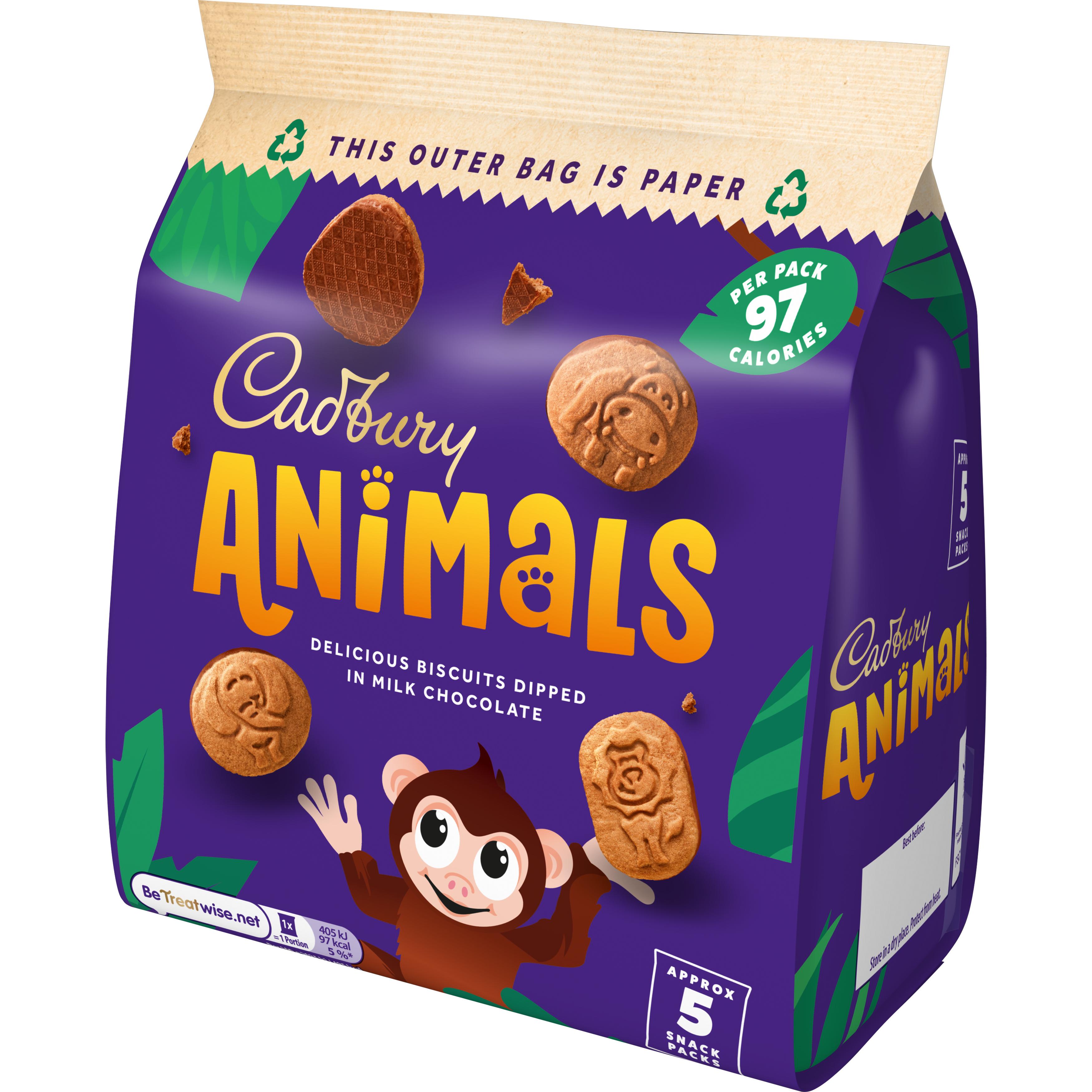 CADBURY Biscuits Animals partiellement recouverts de chocolat 100g