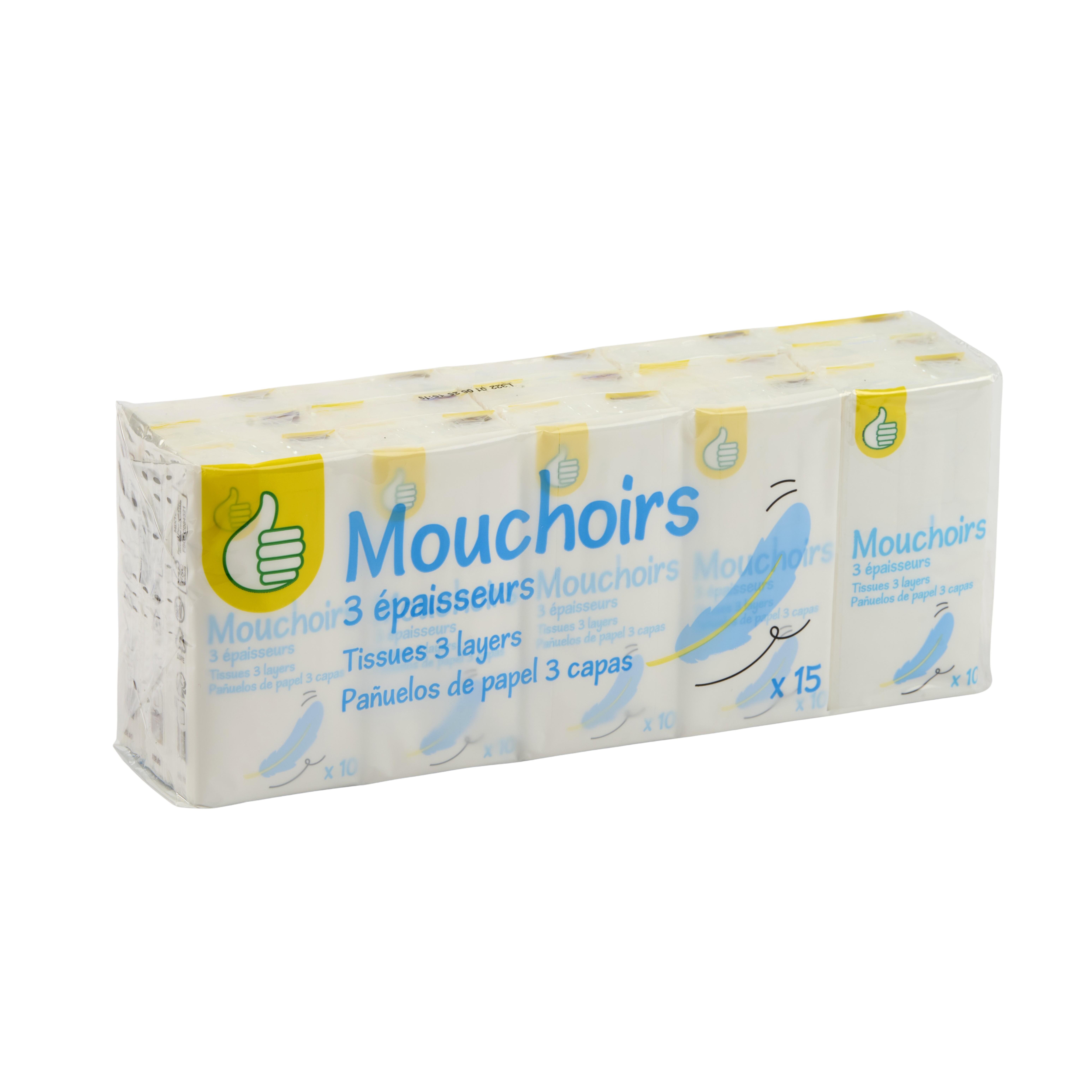 Voir la diapositive 2 : POUCE Paquets de mouchoirs blancs 3 épaisseurs 15 pièces