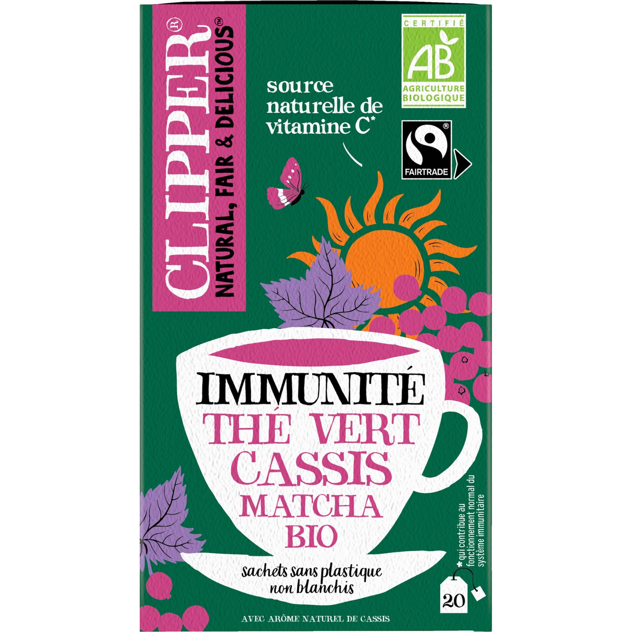 Voir la diapositive 2 : CLIPPER Thé vert immunité cassis matcha bio 20 sachets 40g