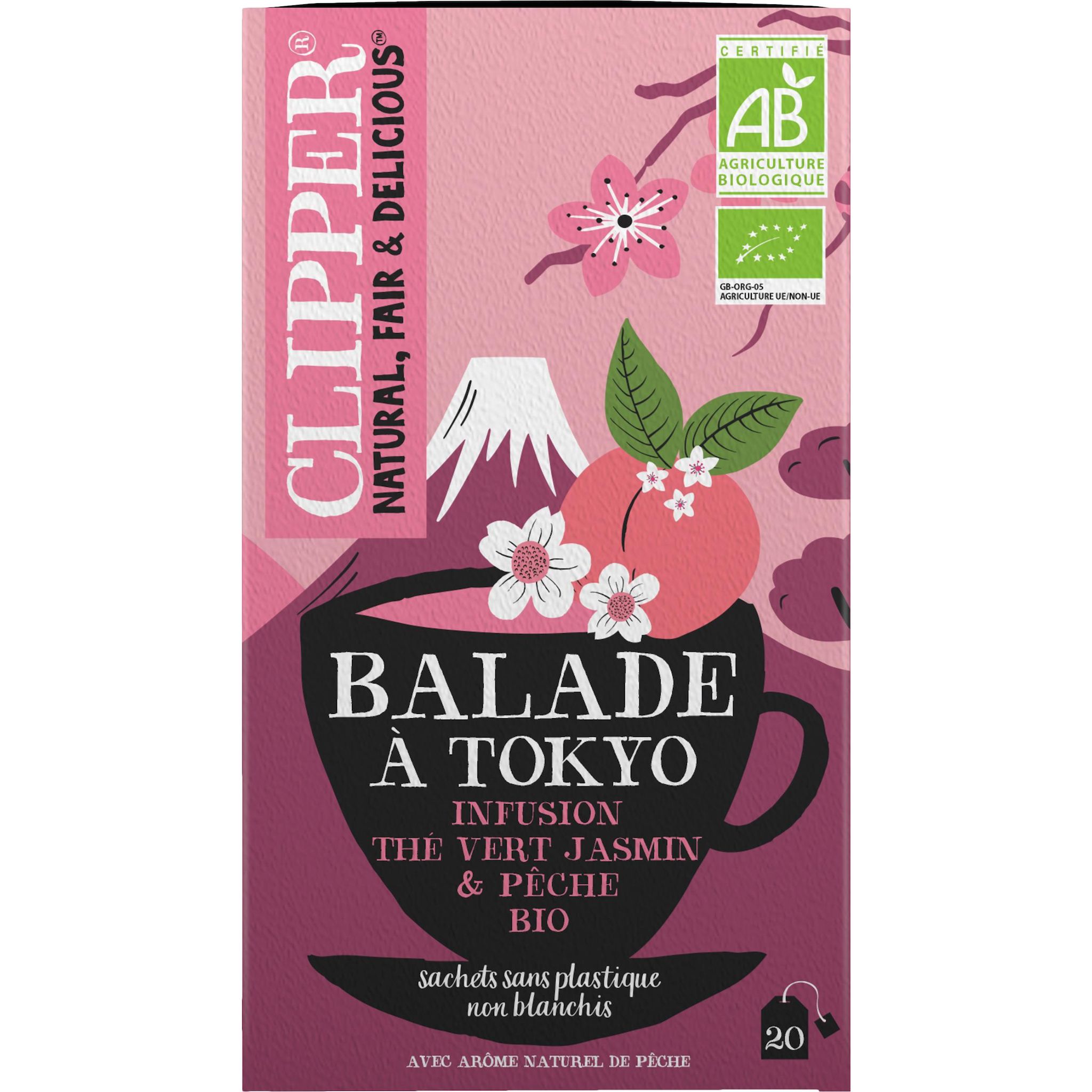 Voir la diapositive 2 : CLIPPER Infusion bio balade à Tokyo thé vert jasmin et pêche 20 sachets 40g