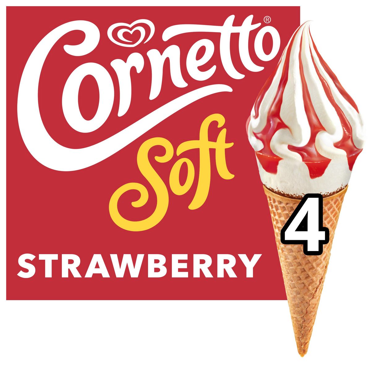 CORNETTO Soft glaces à l'italienne vanille et fraise 4 pièces 316g