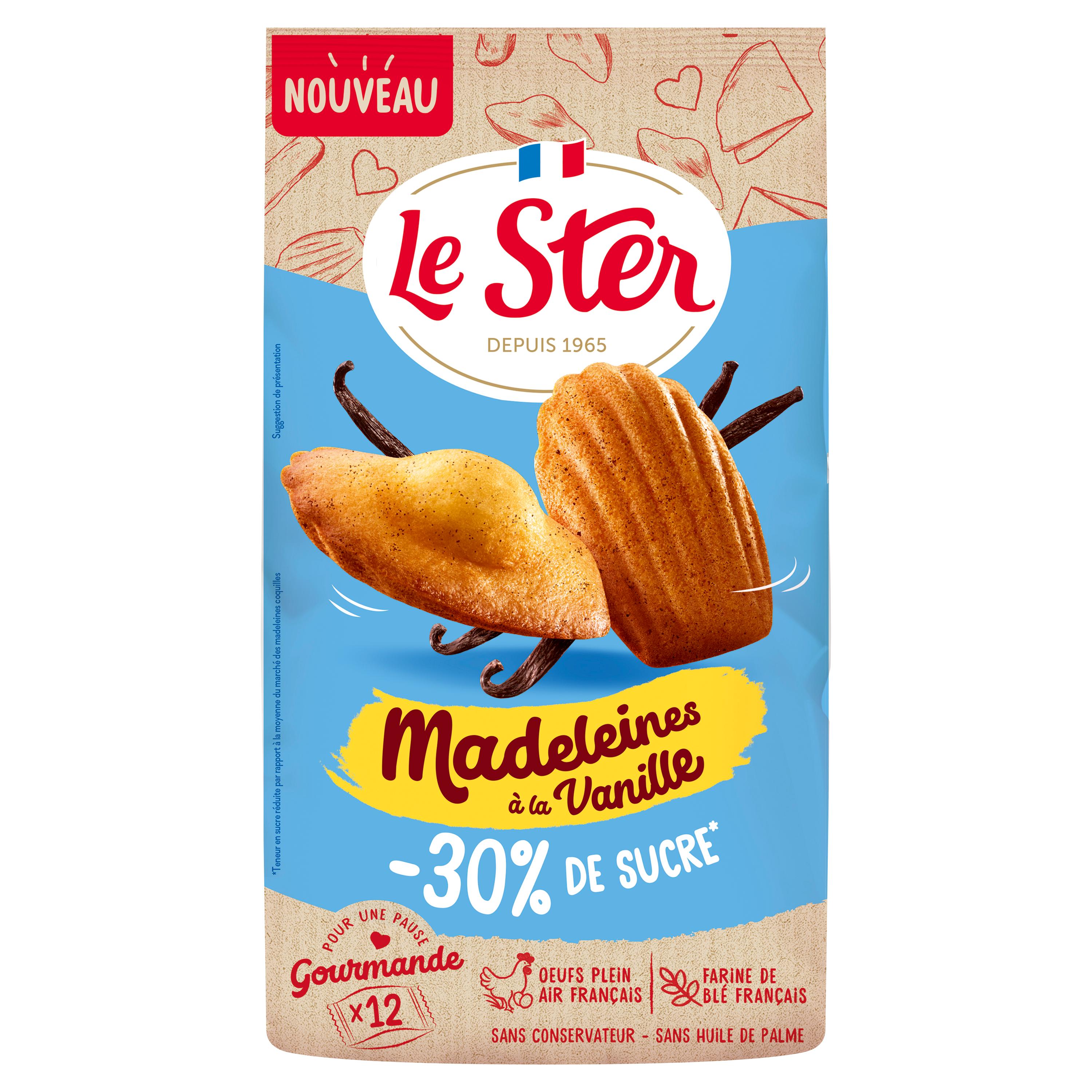 LE STER Madeleines coquilles à la vanille -30% sucre 12 madeleines 300g