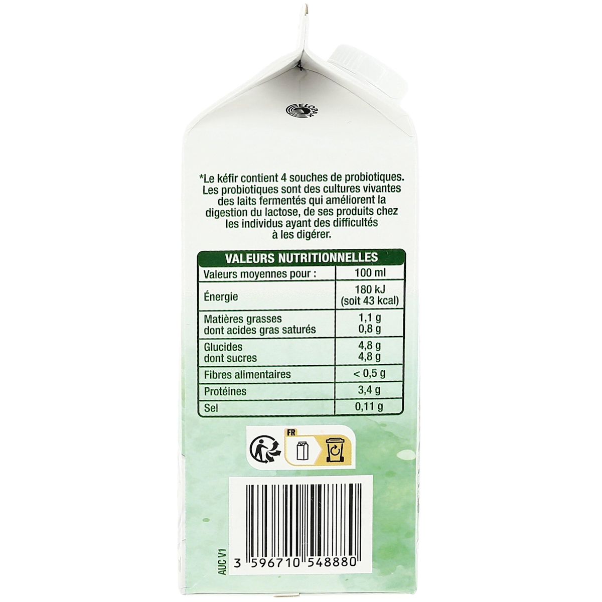 AUCHAN Lait fermenté kéfir doux 750ml