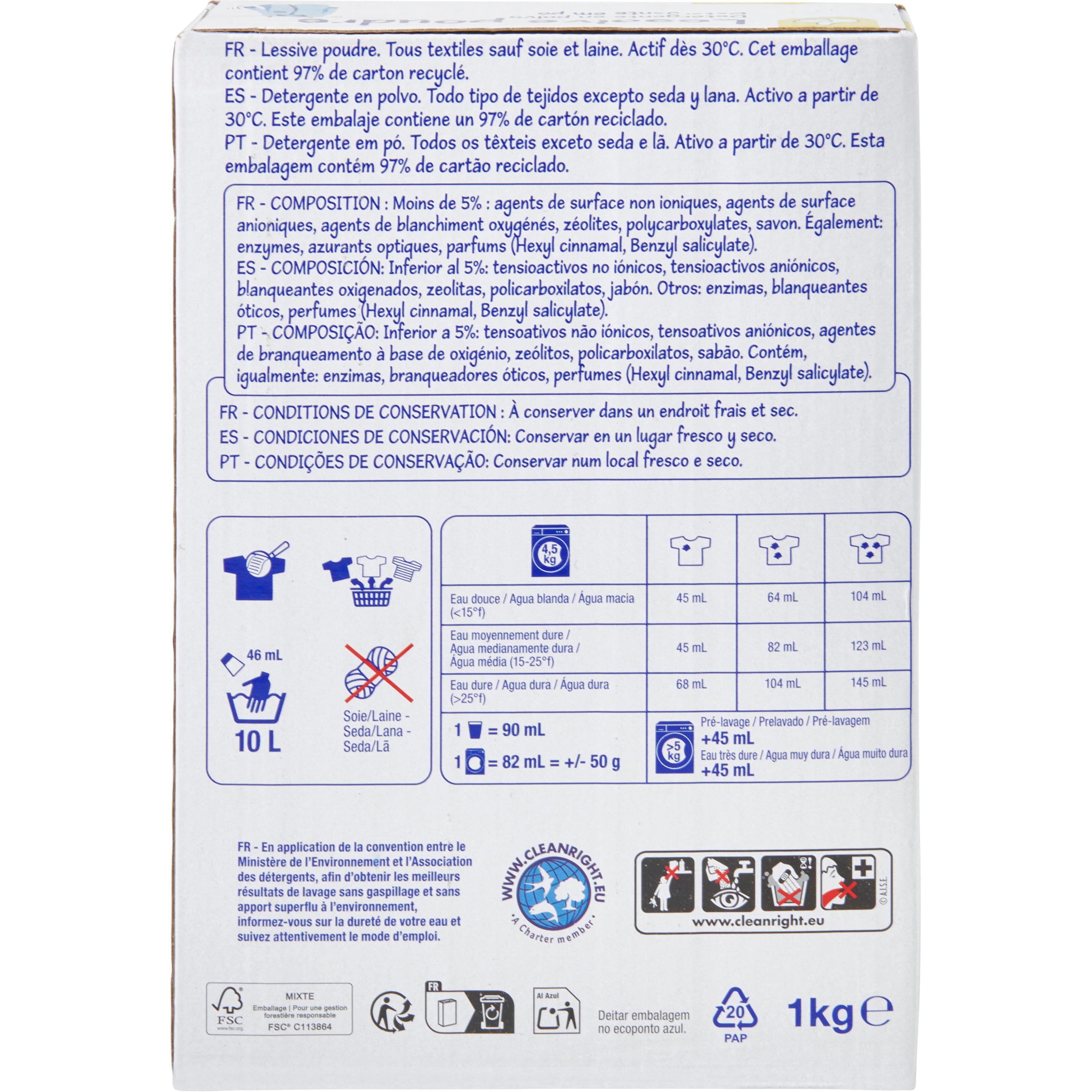 Voir la diapositive 3 : POUCE Lessive poudre 20 lavages 1kg