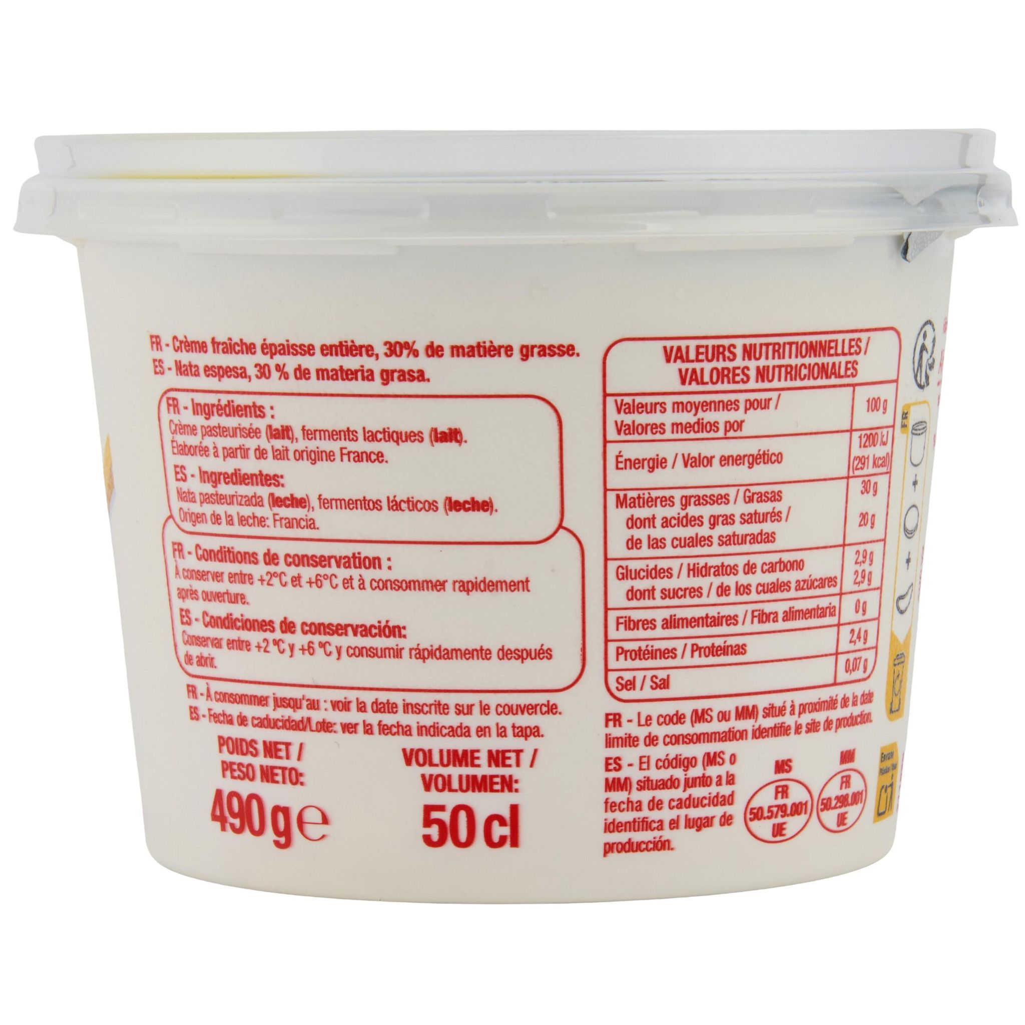 Voir la diapositive 2 : POUCE Crème fraîche épaisse entière 30%MG 50cl