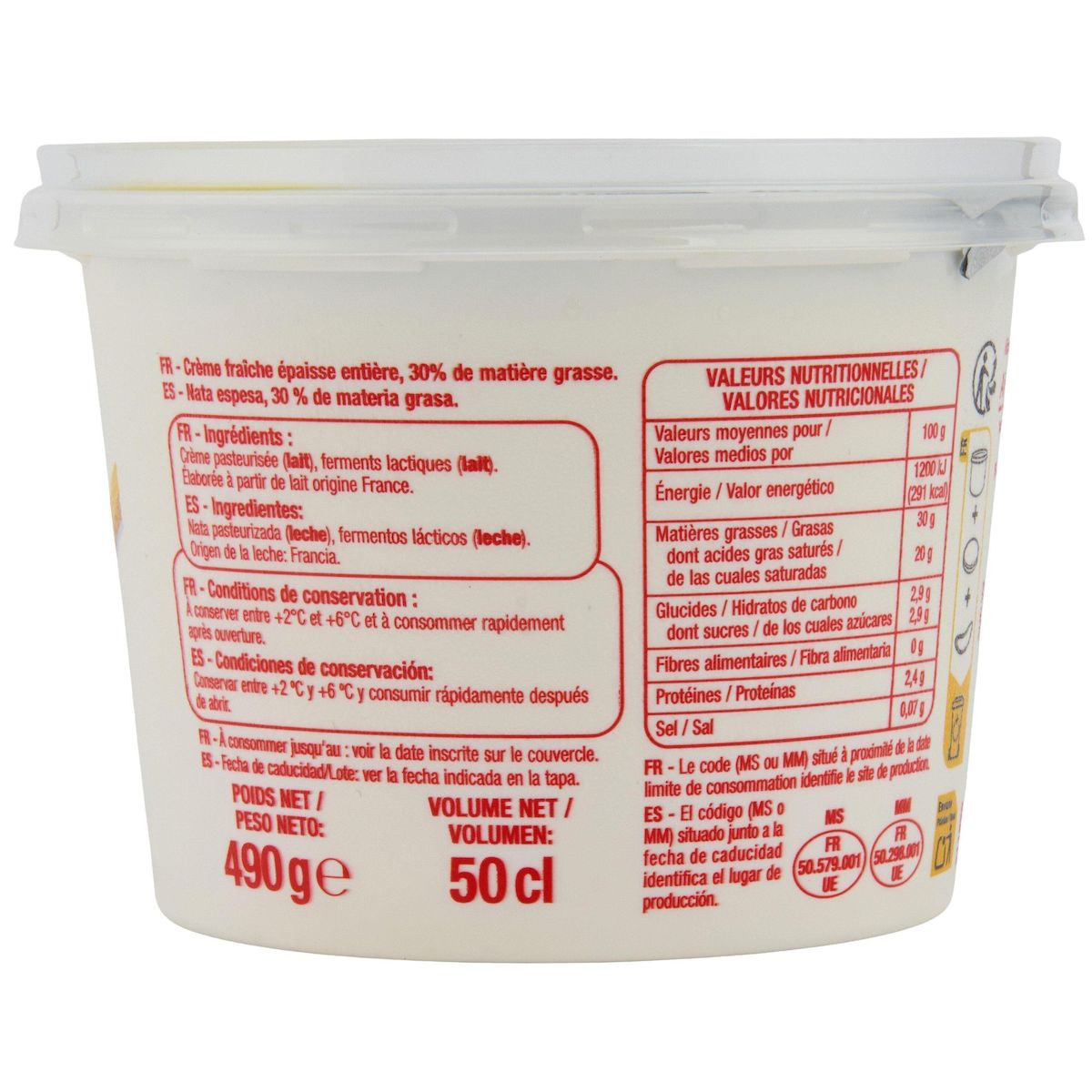 POUCE Crème fraîche épaisse entière 30%MG 50cl