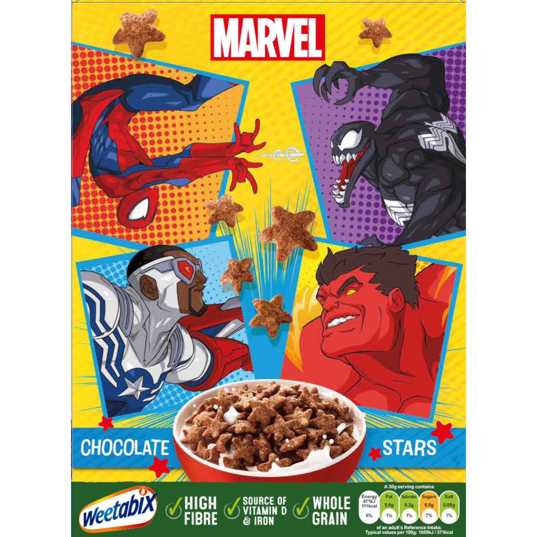 WEETABIX Marvel céréales étoiles au chocolat 375g