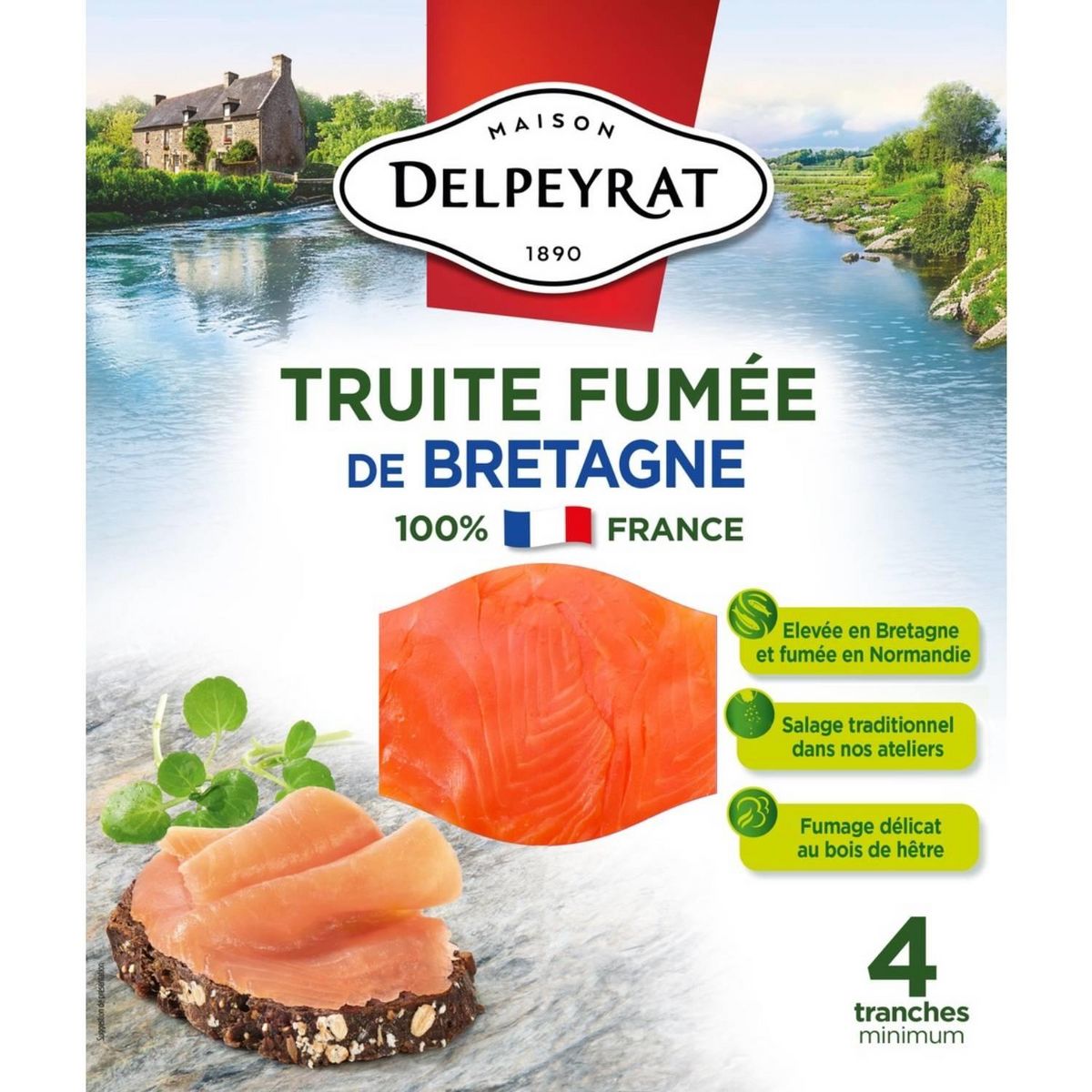 DELPEYRAT Truite fumée de Bretagne 4 tranches 110g