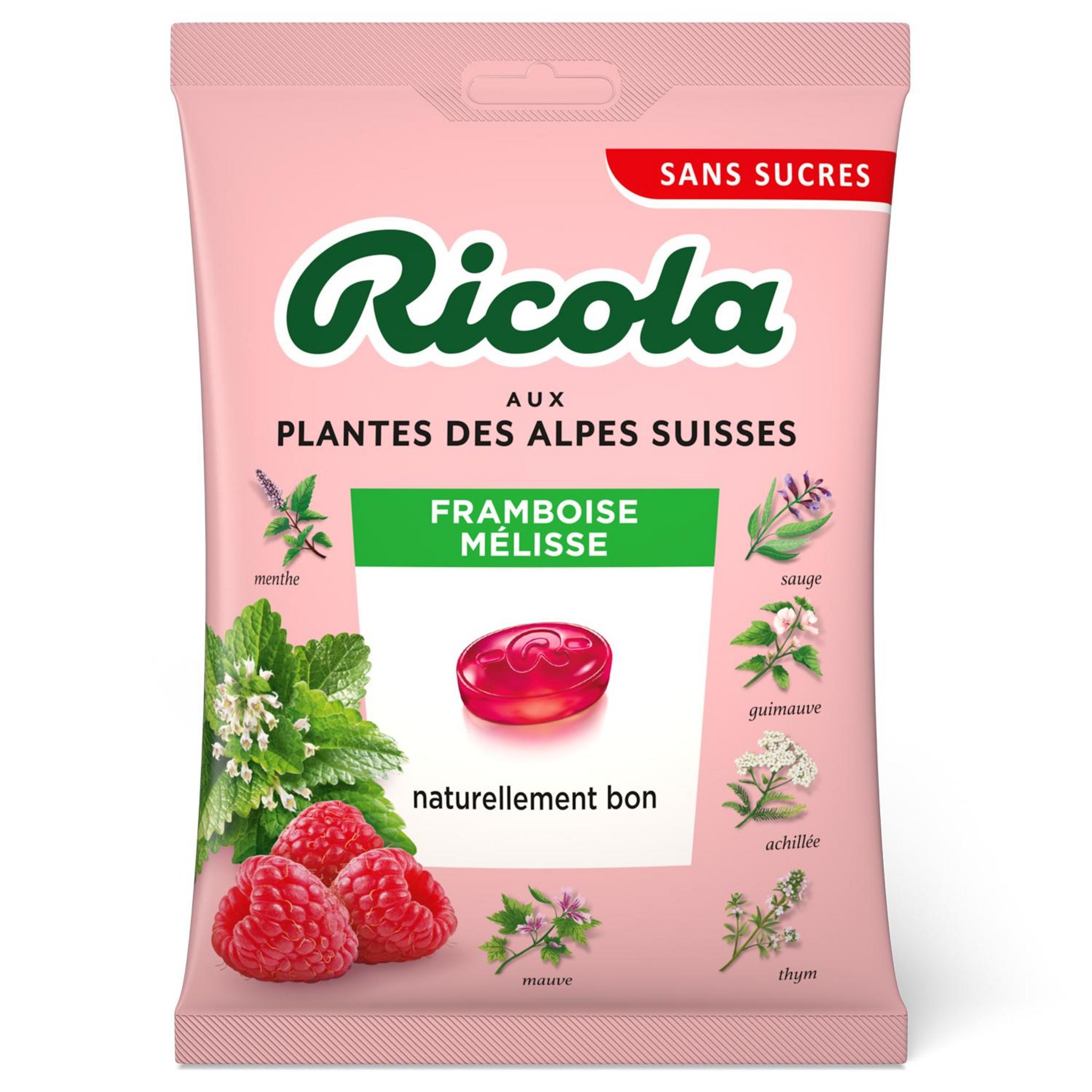 RICOLA Bonbons framboise mélisse sans sucres 70g