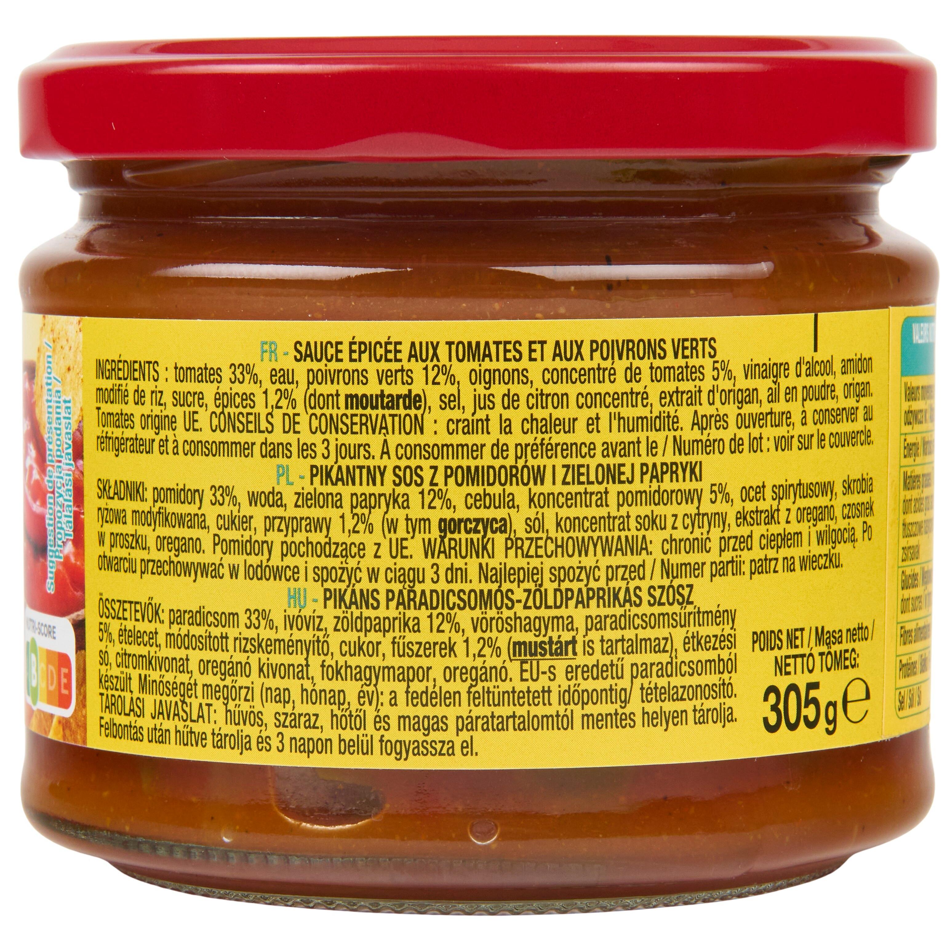 Voir la diapositive 4 : AUCHAN Sauce salsa mexicaine hot 305g