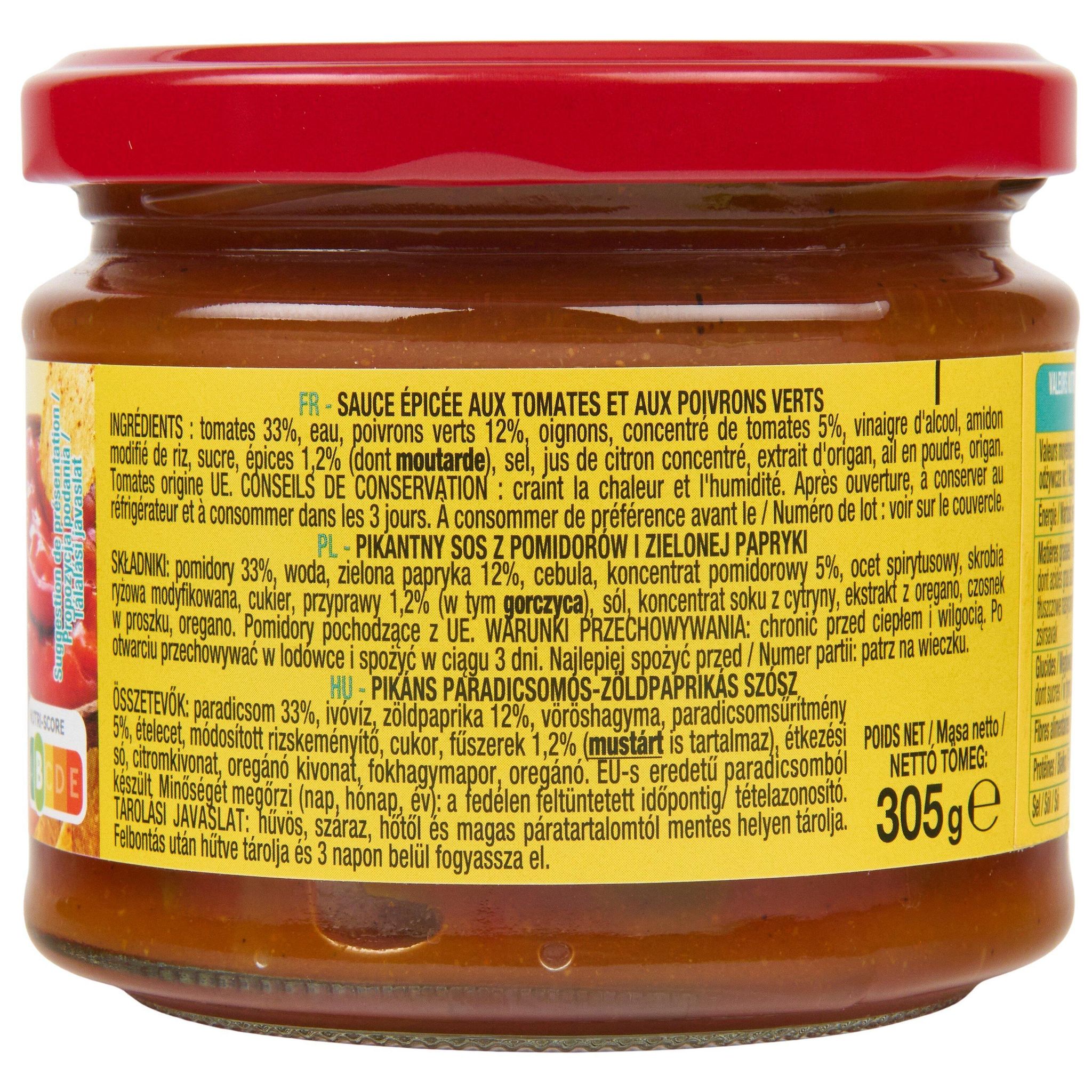 Voir la diapositive 4 : AUCHAN Sauce salsa mexicaine hot 305g