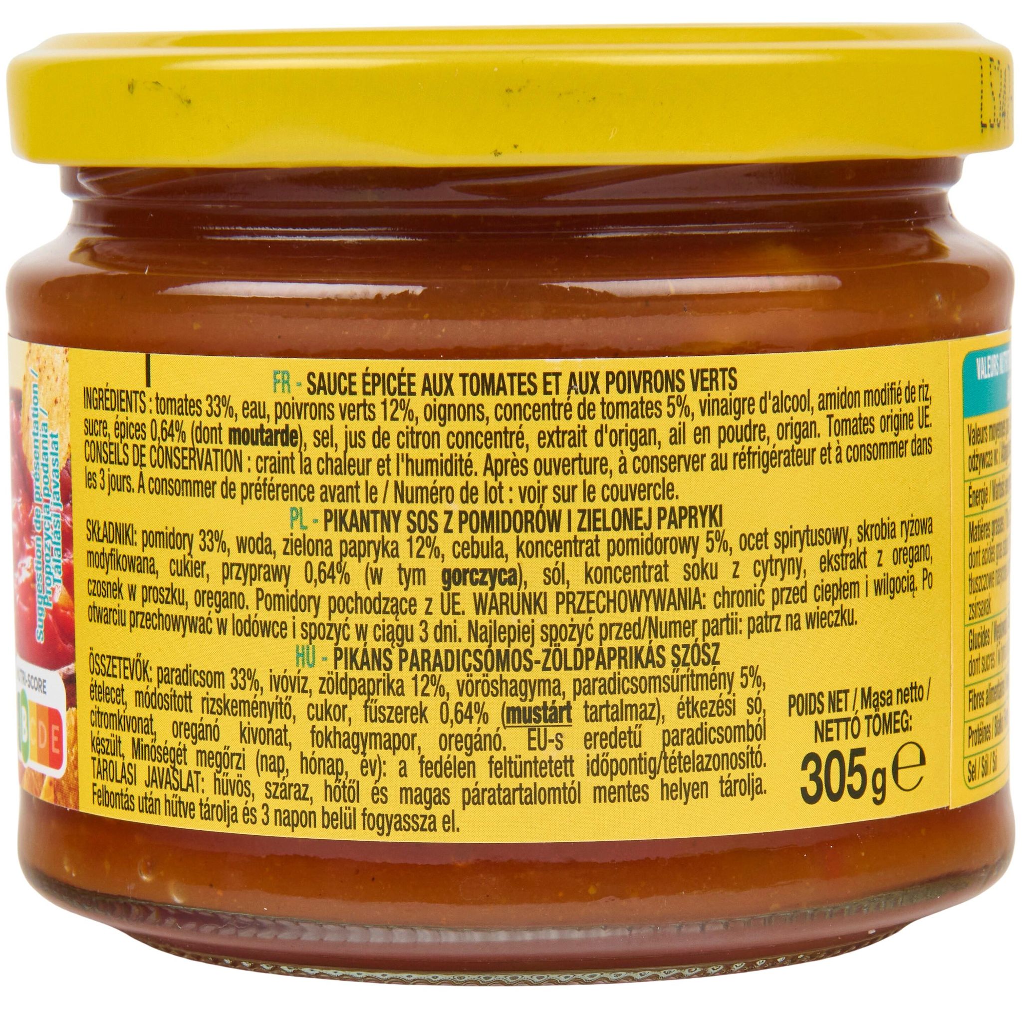 Voir la diapositive 4 : AUCHAN Salsa mexicaine medium 305g