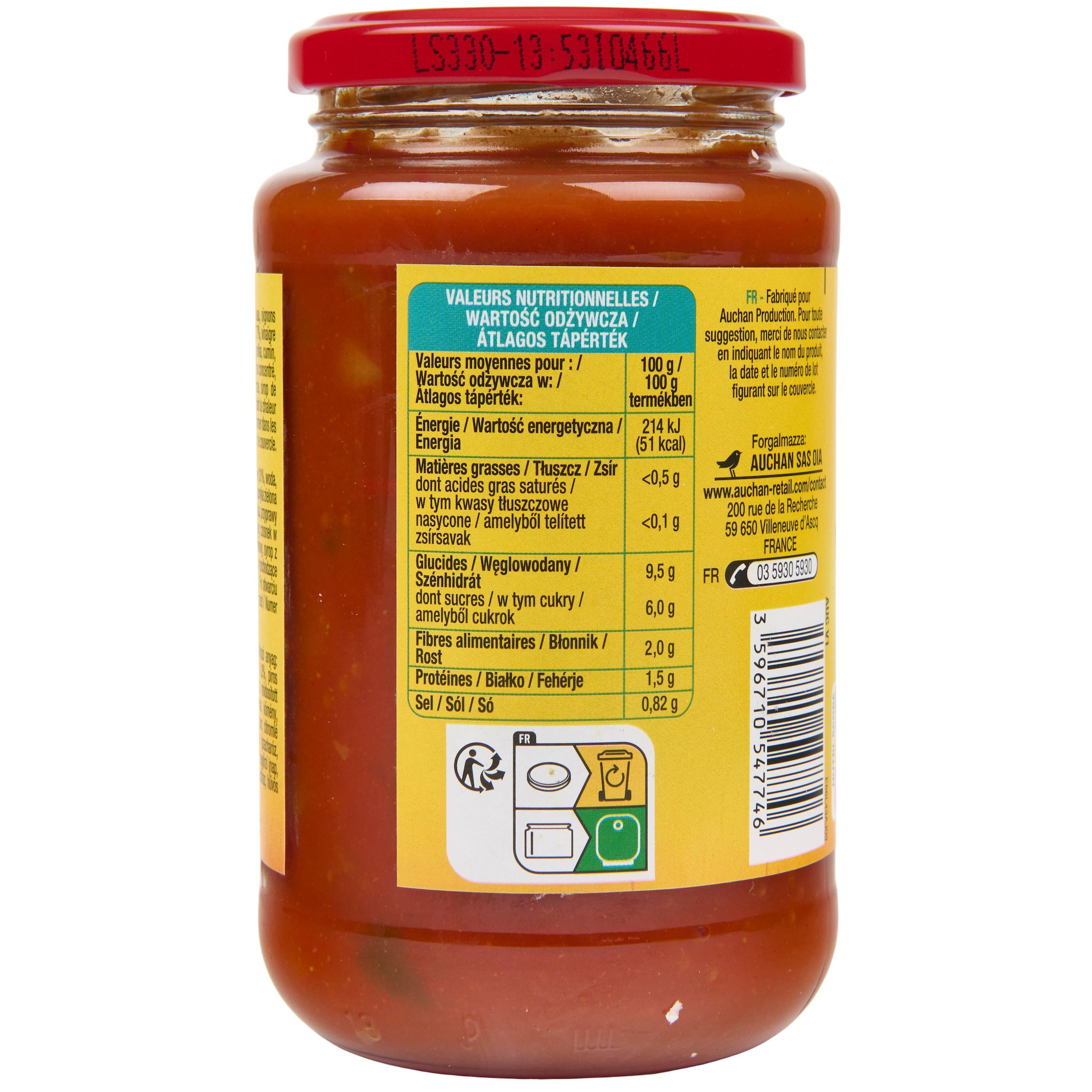 Voir la diapositive 3 : AUCHAN Sauce fajita 420g