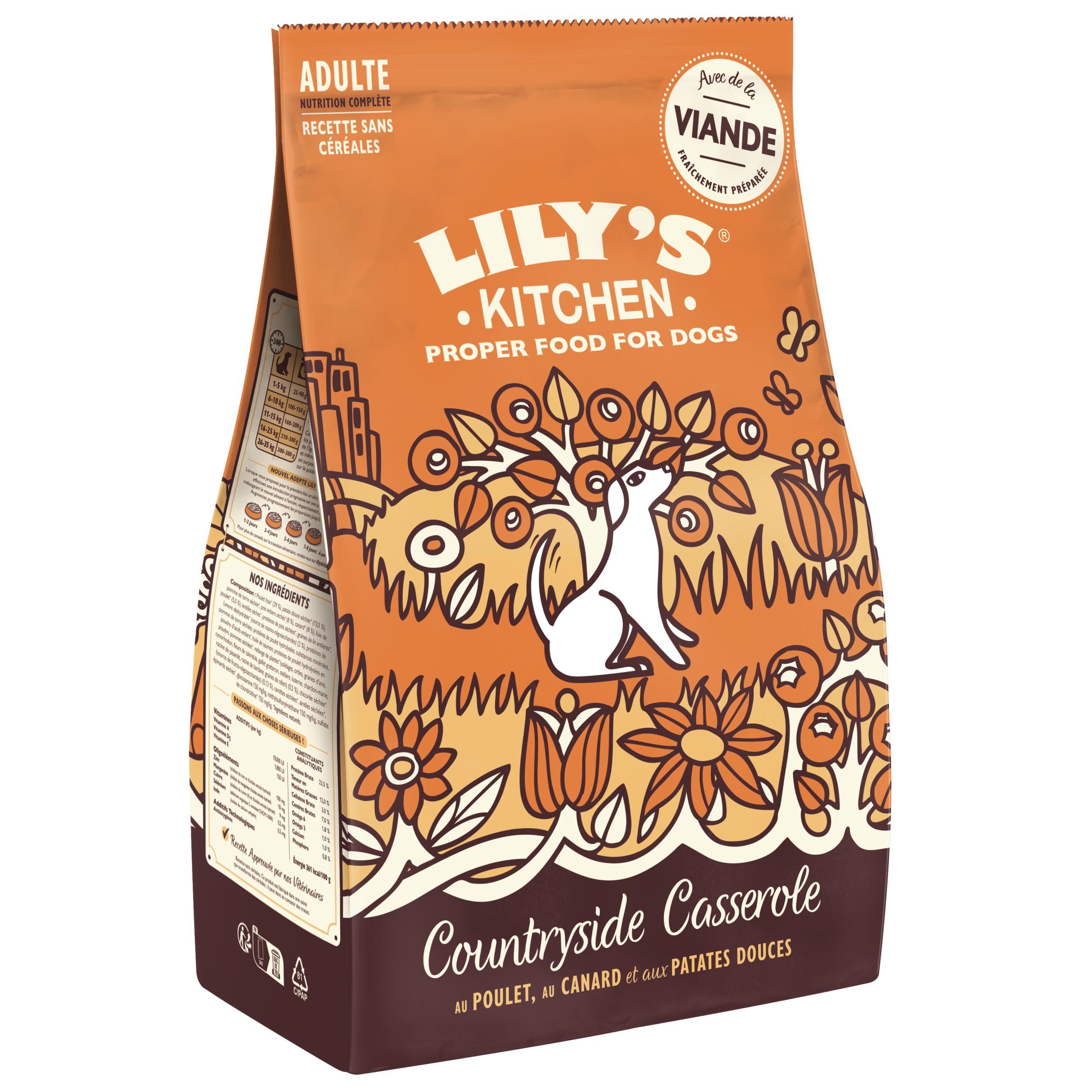 LILYS KITCHEN Repas complet au poulet canard et patate douce pour chien adulte 1kg