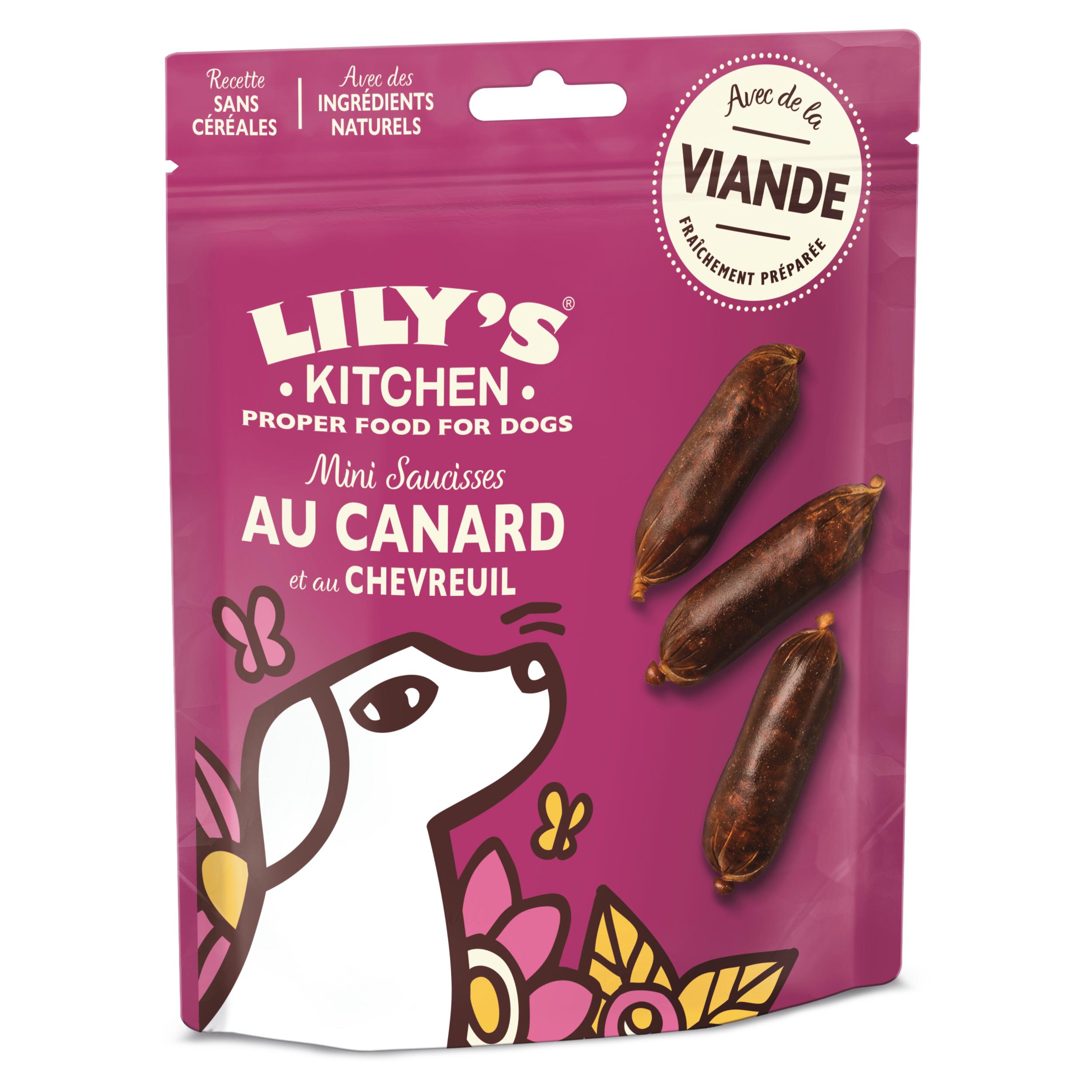 LILYS KITCHEN Mini saucisses au canard et au chevreuil pour chien adulte 70g
