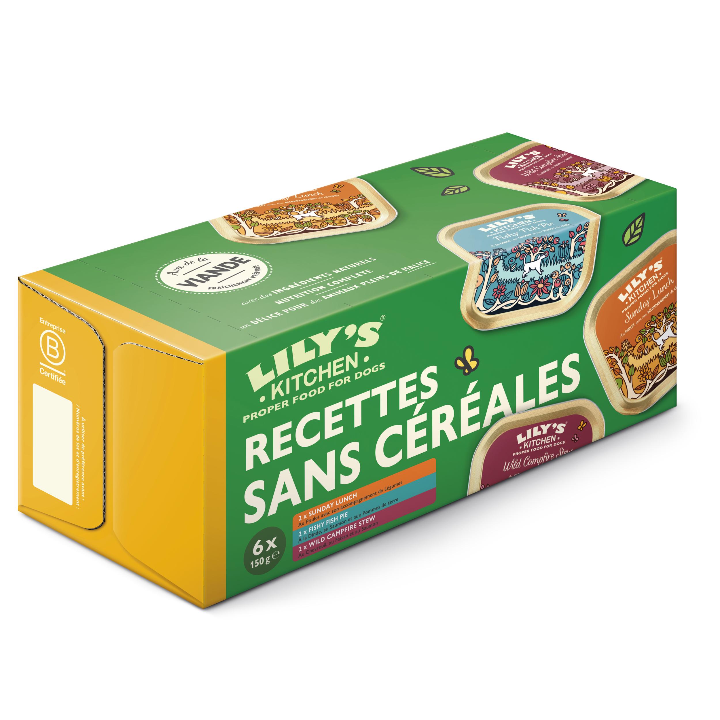 LILYS KITCHEN Boîtes recettes sans céréales repas complet pour chien adulte 6 sachets 6x150g