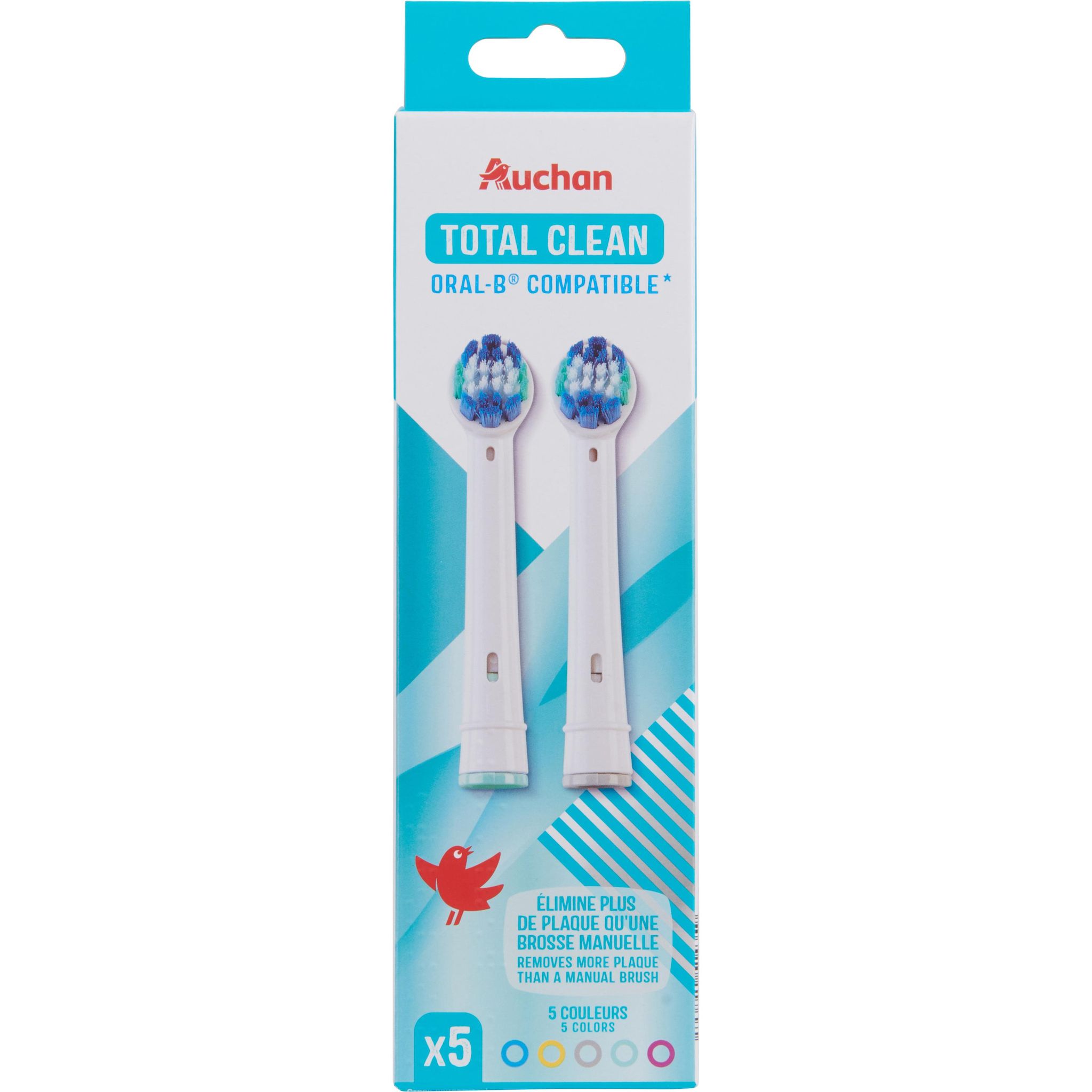 AUCHAN Total Clean brossette compatible Oral-B 5 brossettes