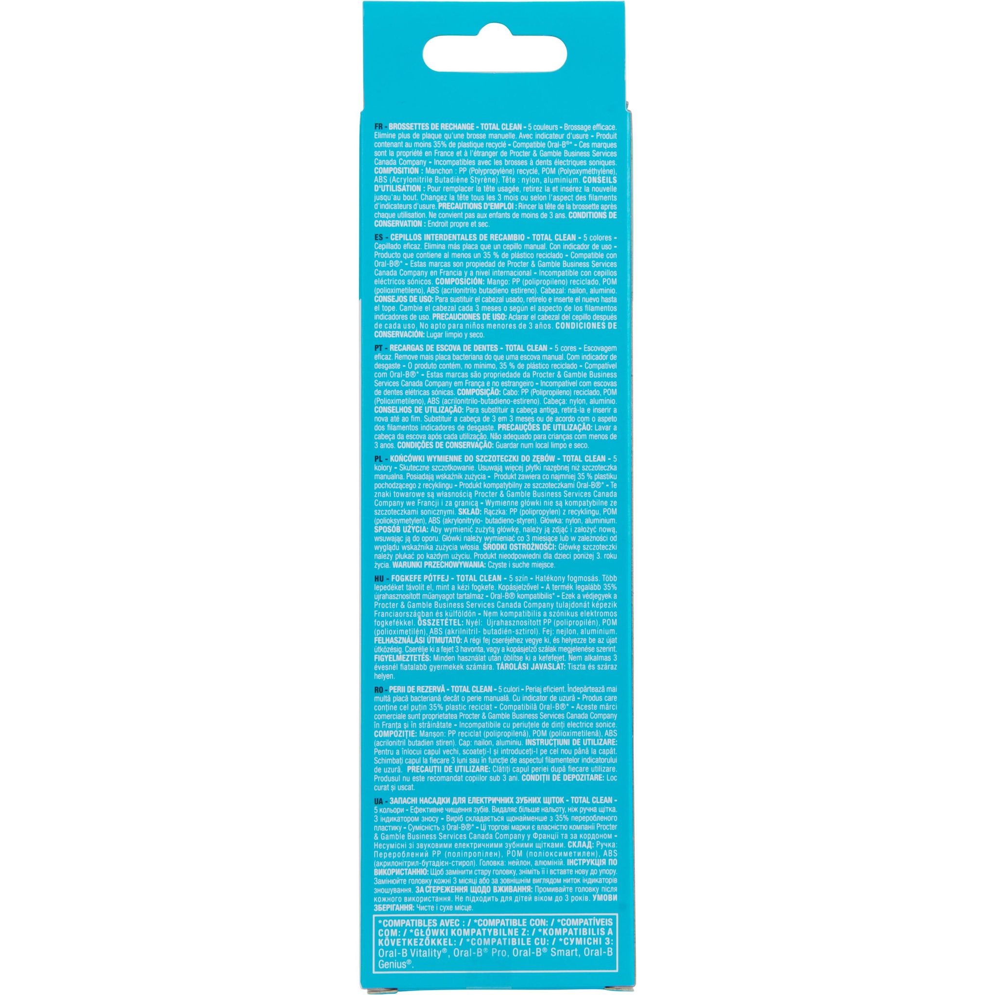 Voir la diapositive 2 : AUCHAN Total Clean brossette compatible Oral-B 5 brossettes