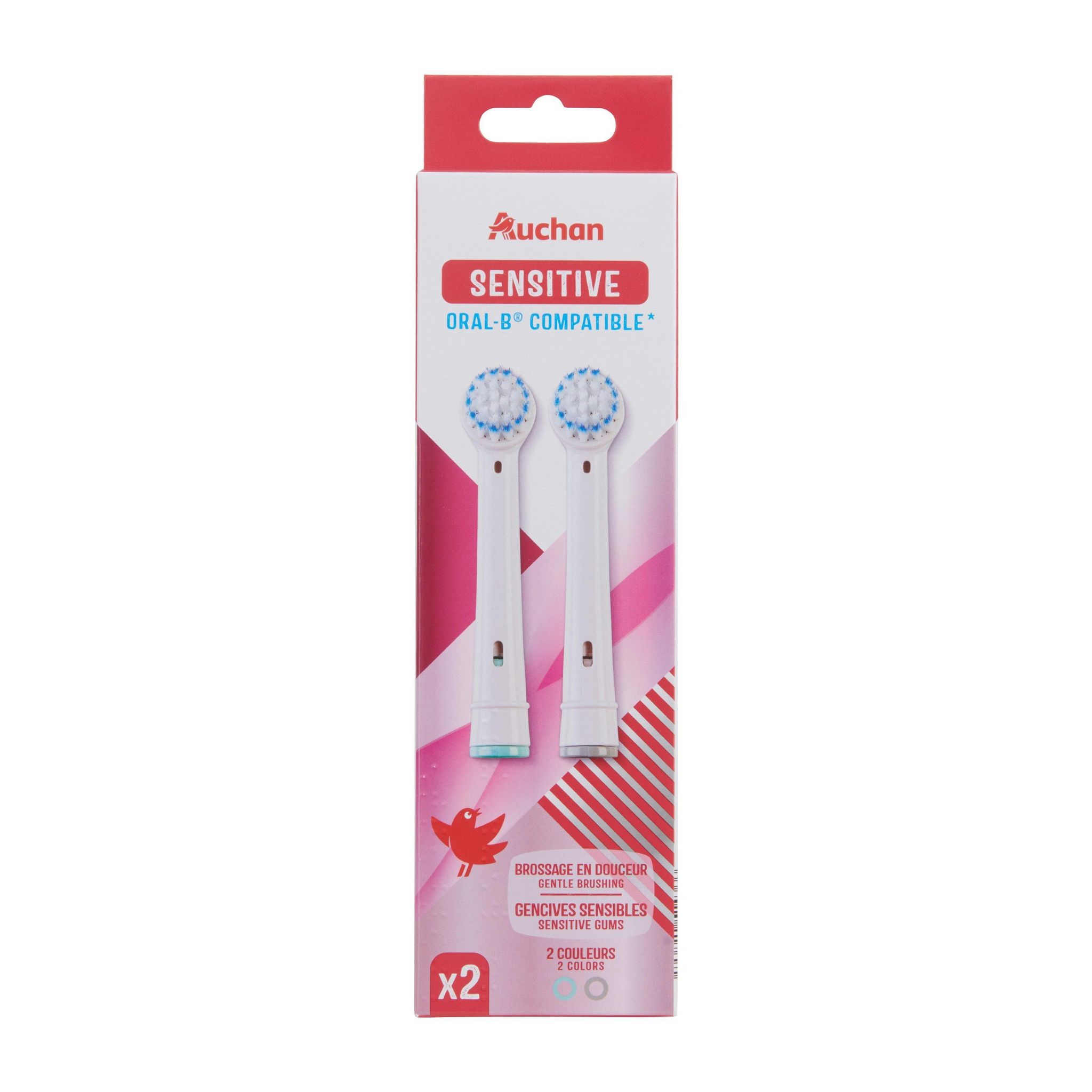 Voir la diapositive 3 : AUCHAN Recharge brosse à dents électrique sensitive compatible Oral-B 2 brossette(s)