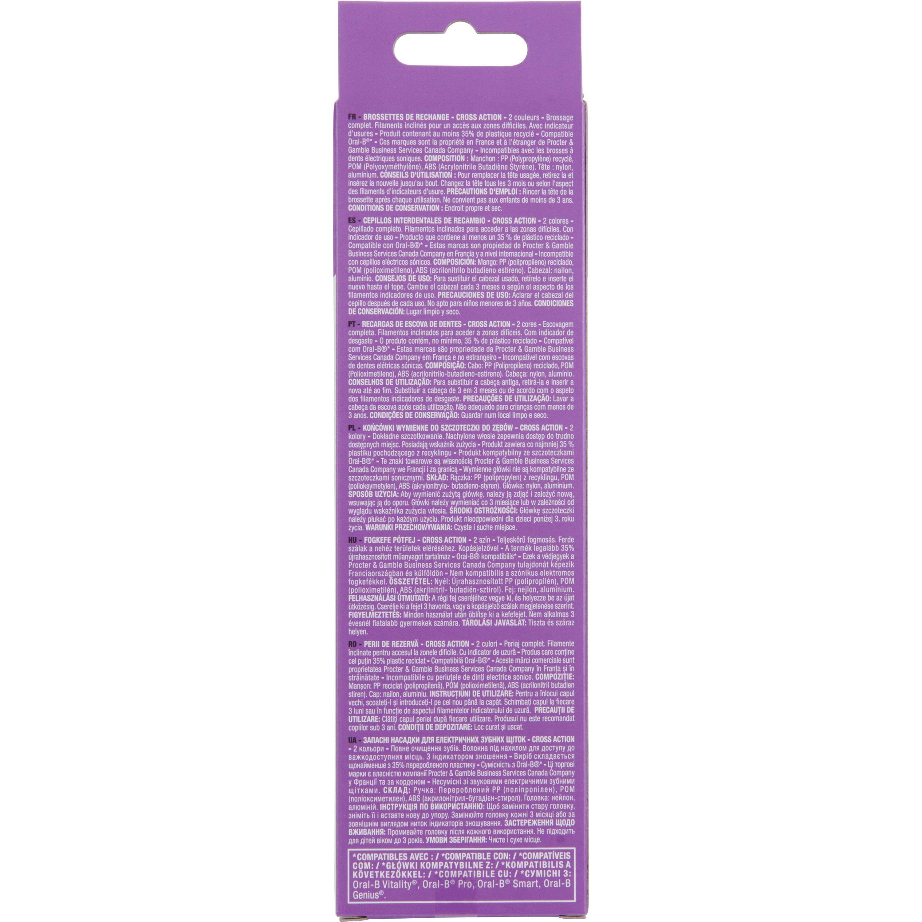 Voir la diapositive 2 : AUCHAN Cross Action recharge brosse à dents électrique compatible Oral-B 2 brossettes