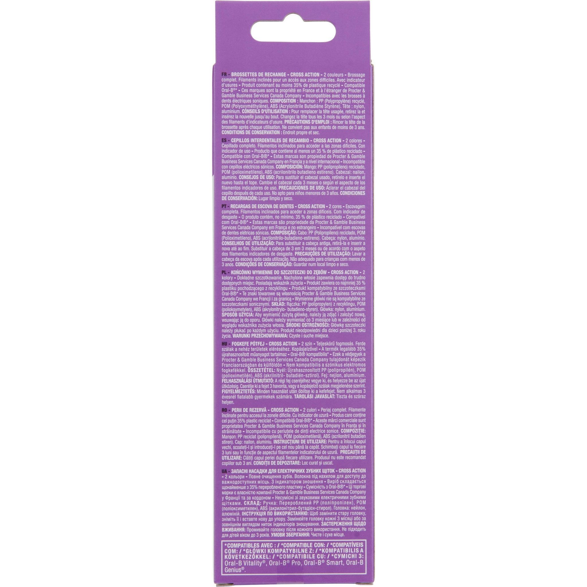 Voir la diapositive 3 : AUCHAN Cross Action recharge brosse à dents électrique compatible Oral-B 2 brossettes