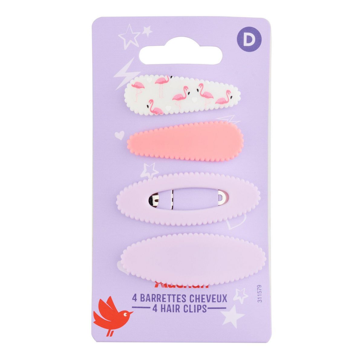 AUCHAN Barrettes cheveux enfant 4 pièces