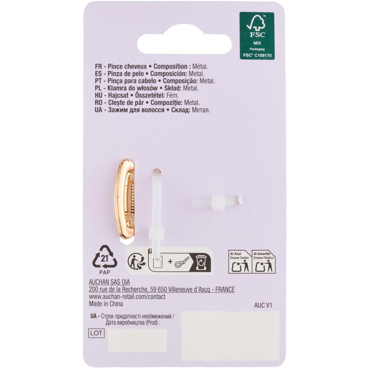 COSMIA Pince cheveux 1 pièce