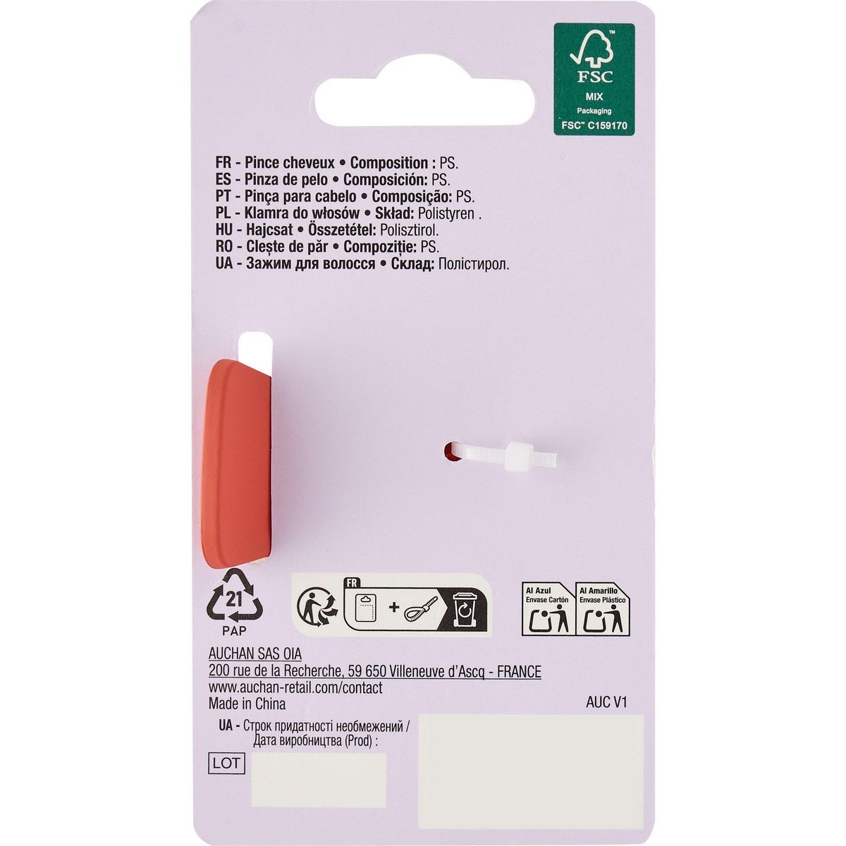 COSMIA Pince cheveux 1 pièce