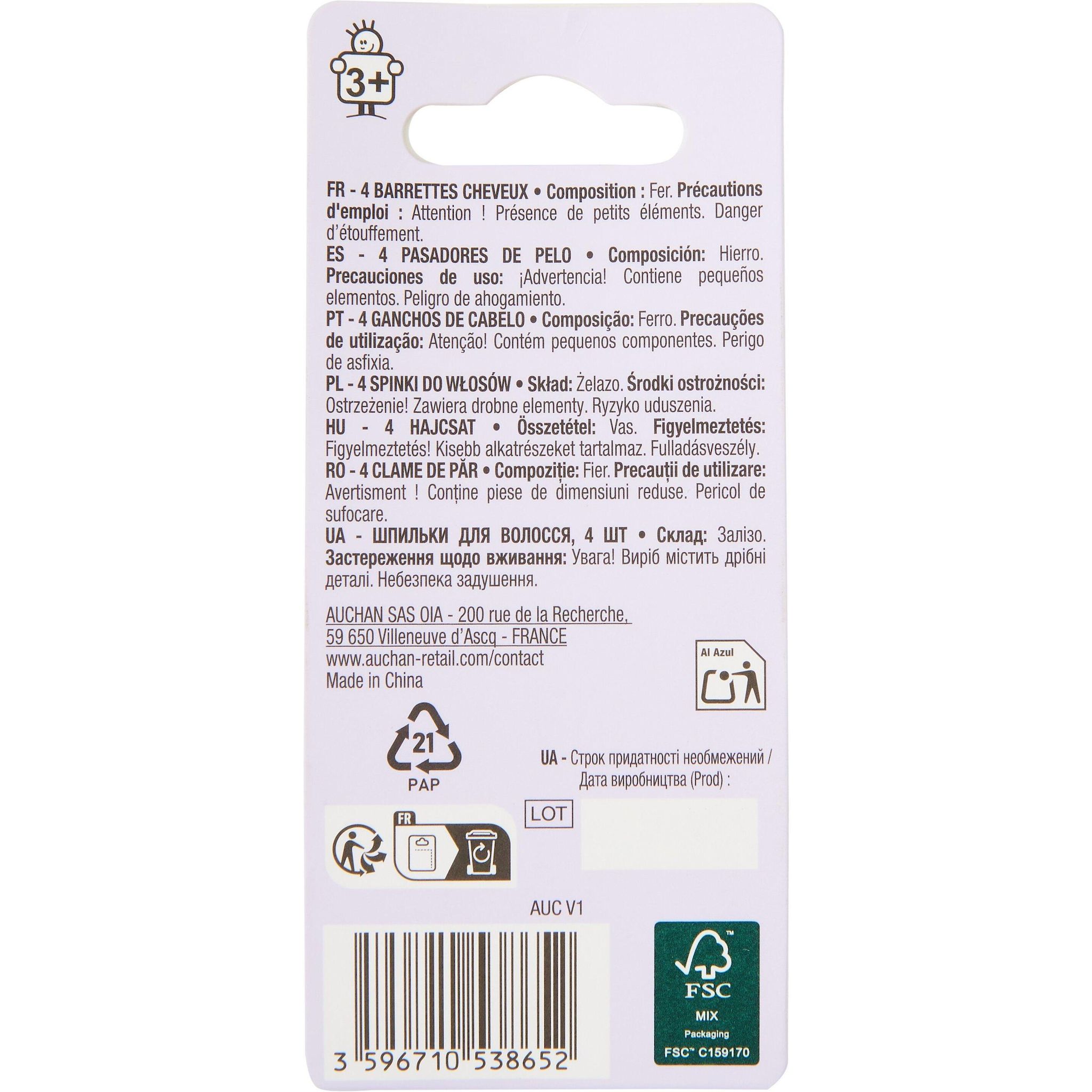 Voir la diapositive 2 : COSMIA Barrettes cheveux pour enfants 4 pièces