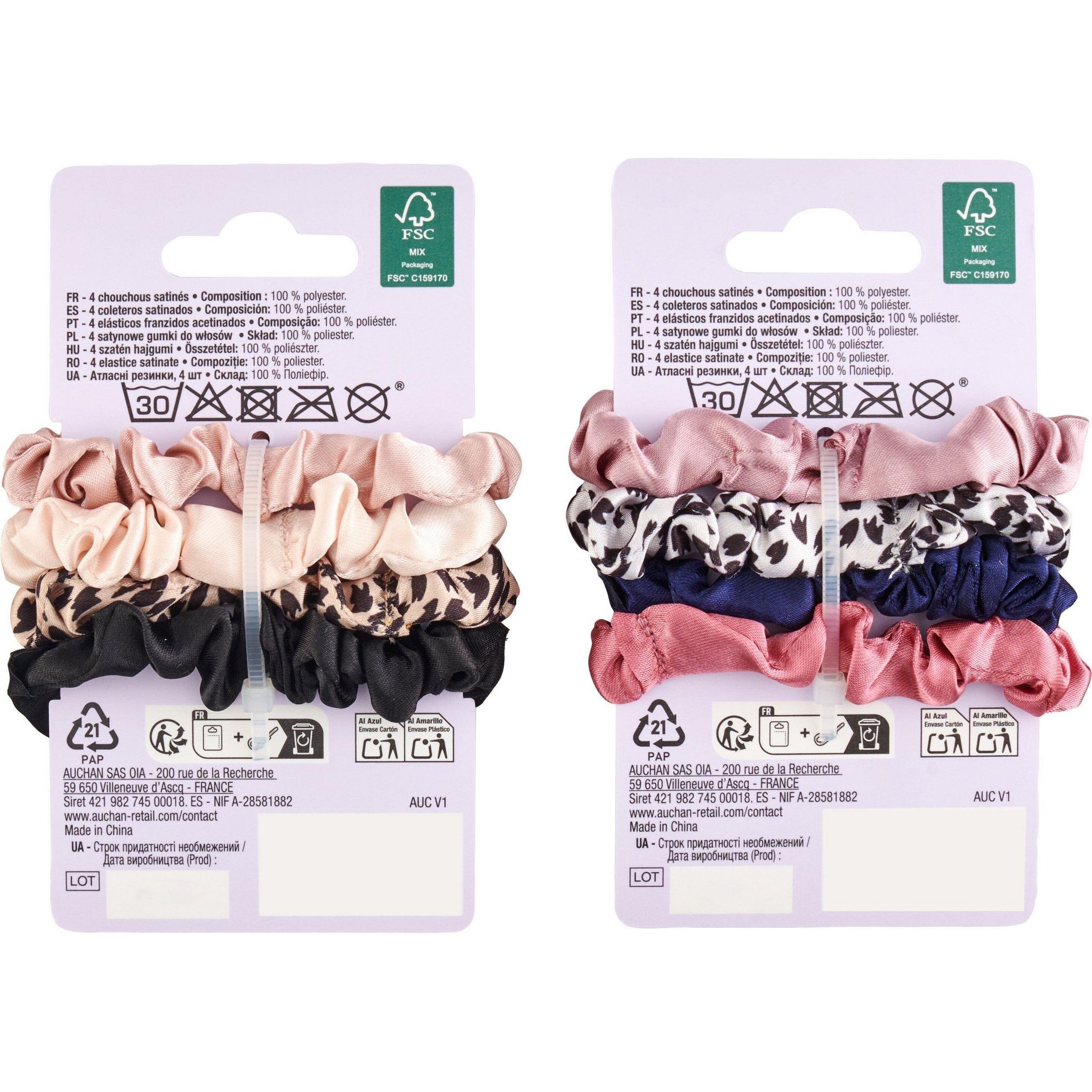 Voir la diapositive 3 : COSMIA Chouchous satinés 4 pièces