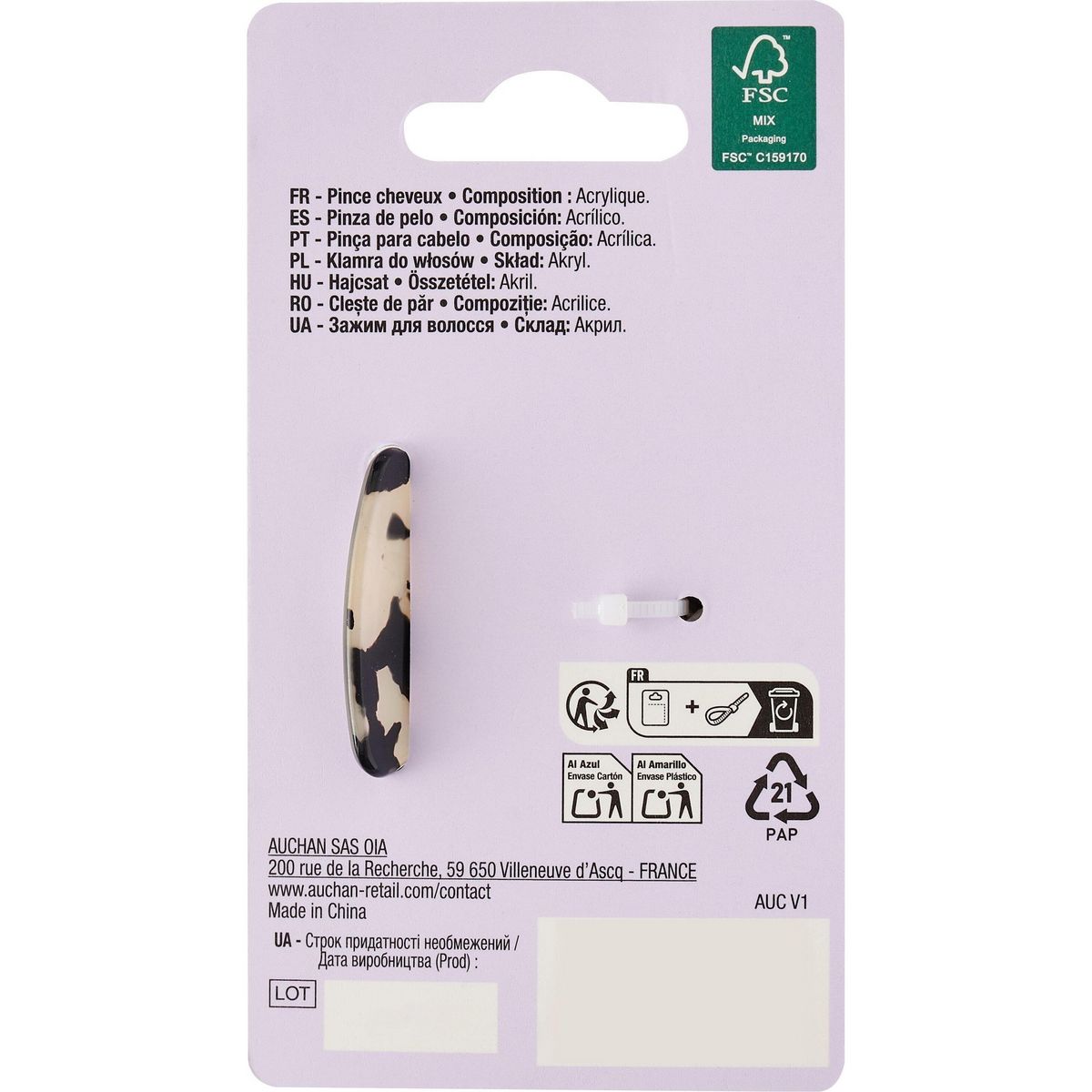 COSMIA Pince à cheveux 1 pièce