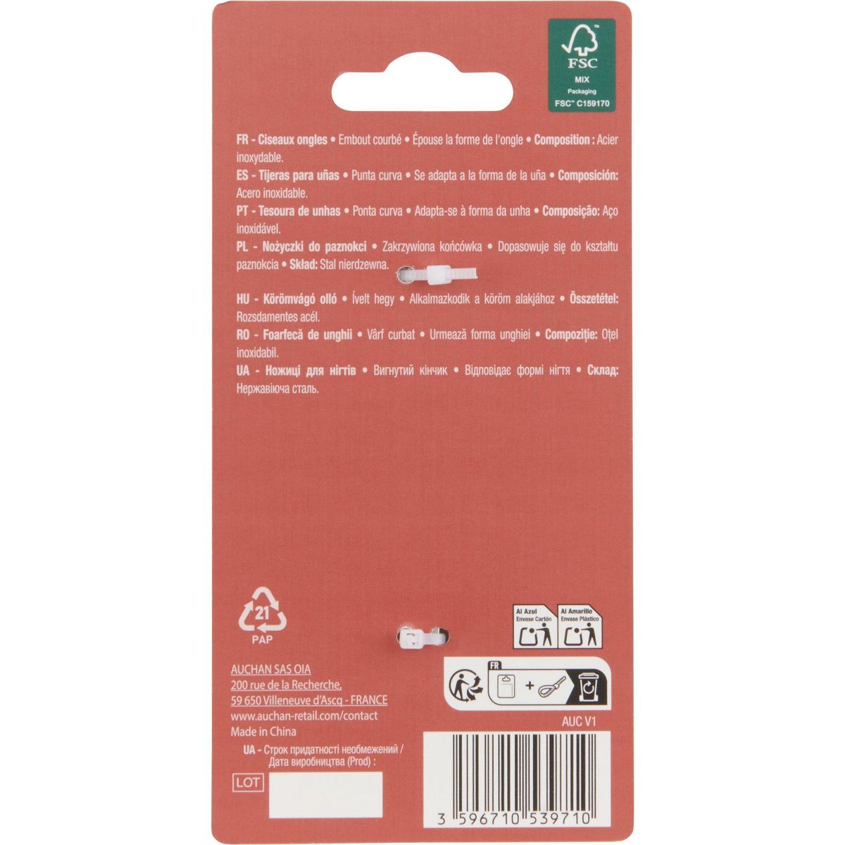 COSMIA Ciseaux à ongles embout courbé 1 pièce(s)