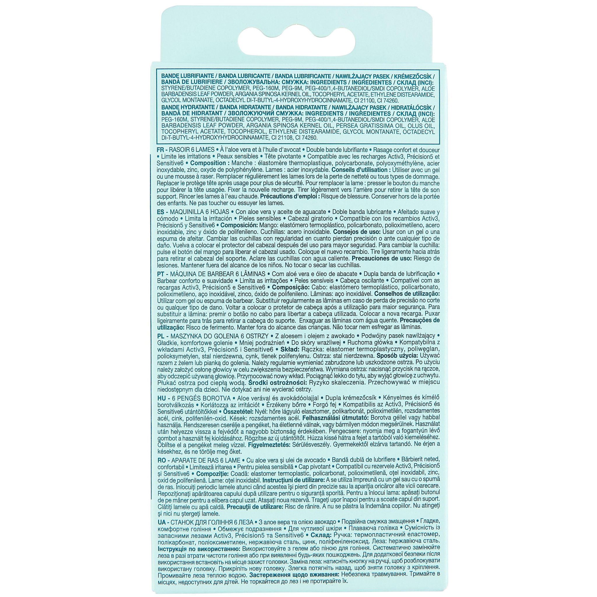 Voir la diapositive 4 : COSMIA Sensitive 5 rasoir 6 lames 1 pièce