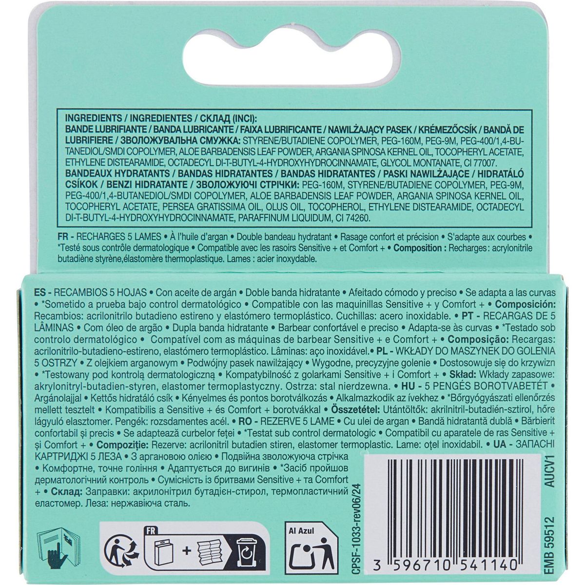 COSMIA Comfort+ recharges lames de rasoirs 5 lames 3 pièces