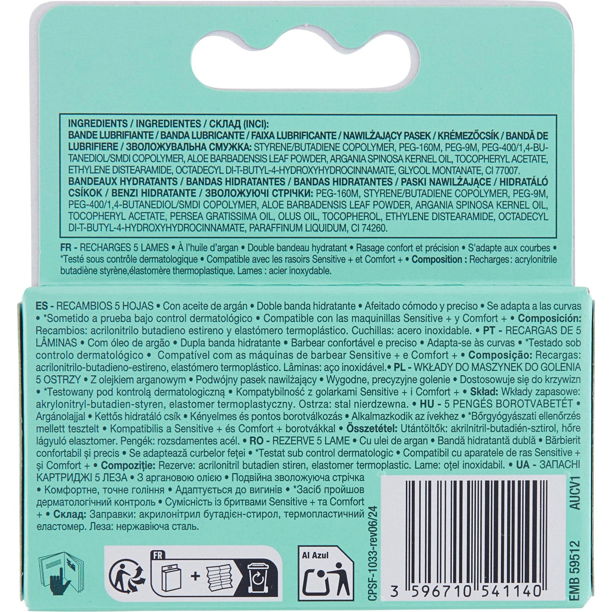 Voir la diapositive 2 : COSMIA Comfort+ recharges lames de rasoirs 5 lames 3 pièces