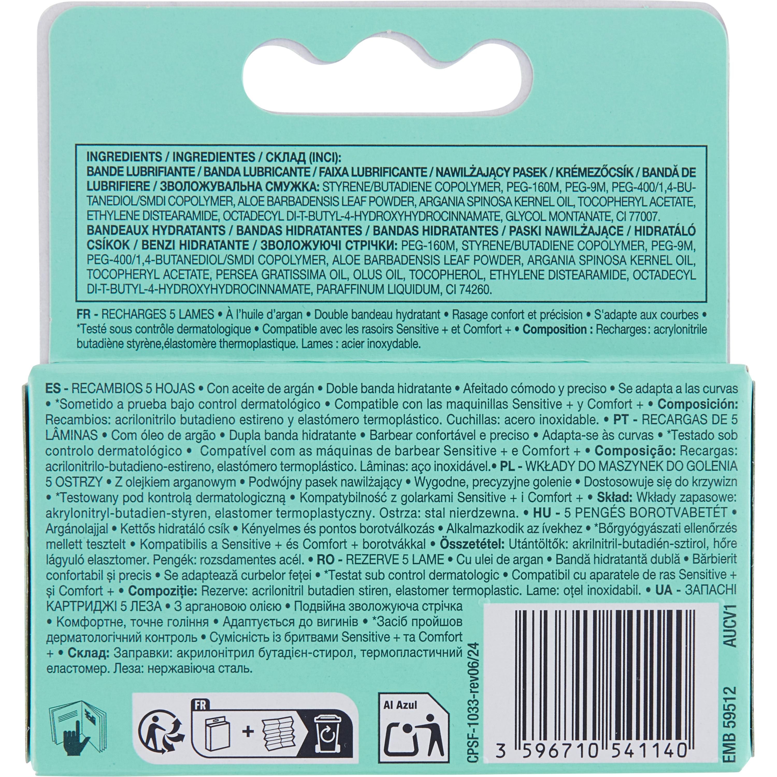 Voir la diapositive 3 : COSMIA Comfort+ recharges lames de rasoirs 5 lames 3 pièces