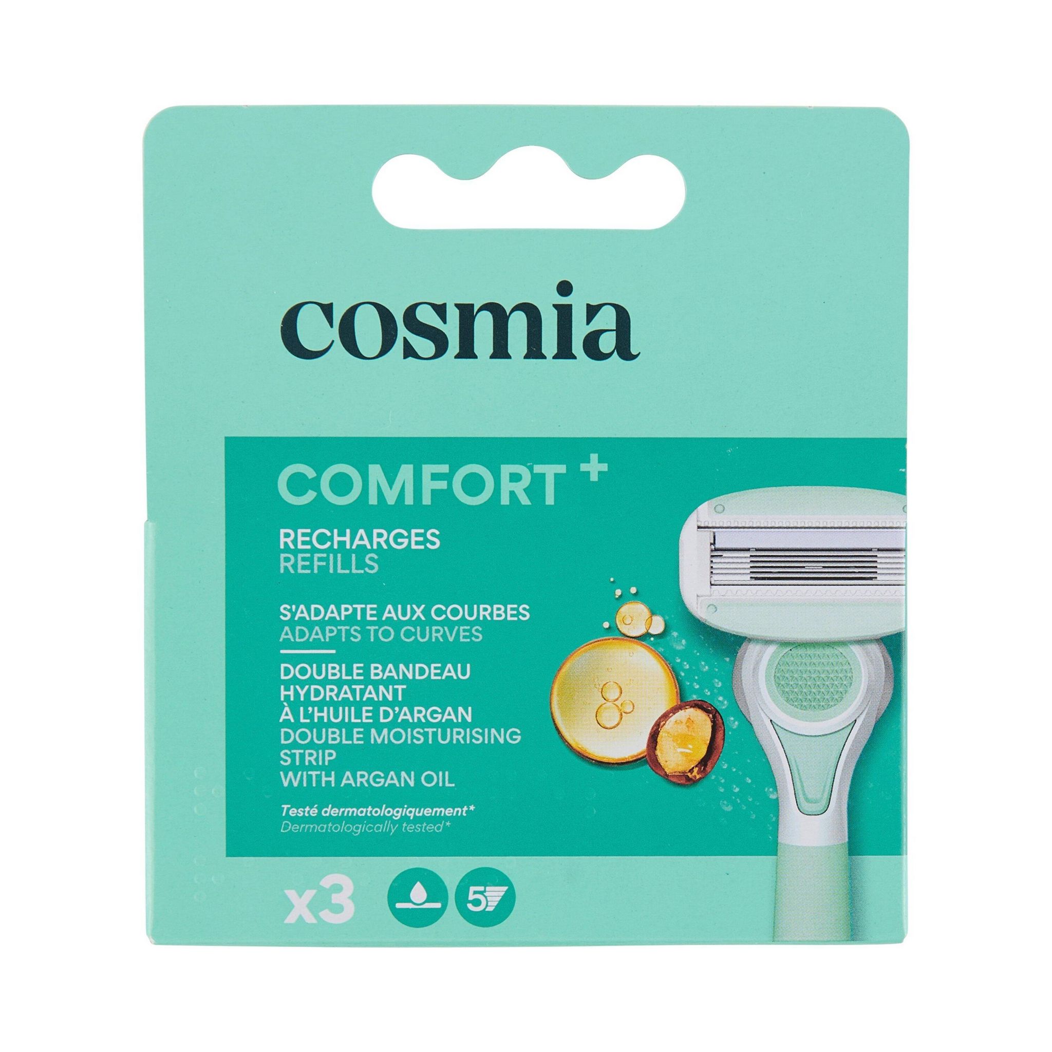 Voir la diapositive 3 : COSMIA Comfort+ recharges lames de rasoirs 5 lames 3 pièces