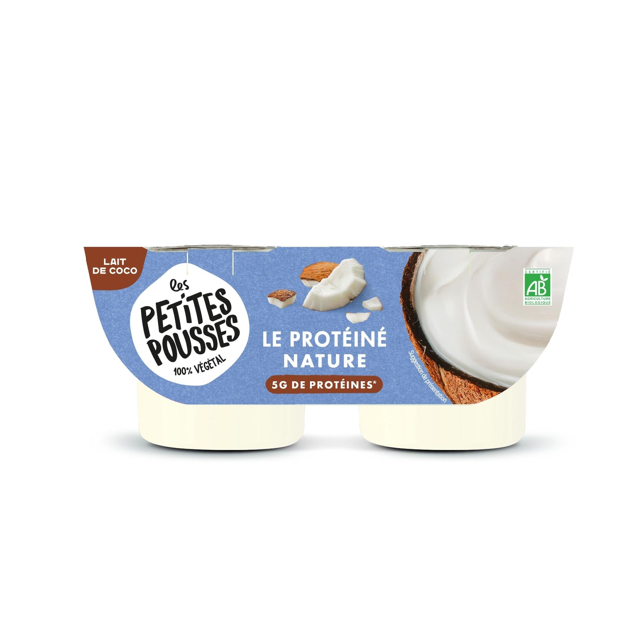LES PETITES POUSSES Dessert végétal protéiné au lait de coco nature bio 2x100g