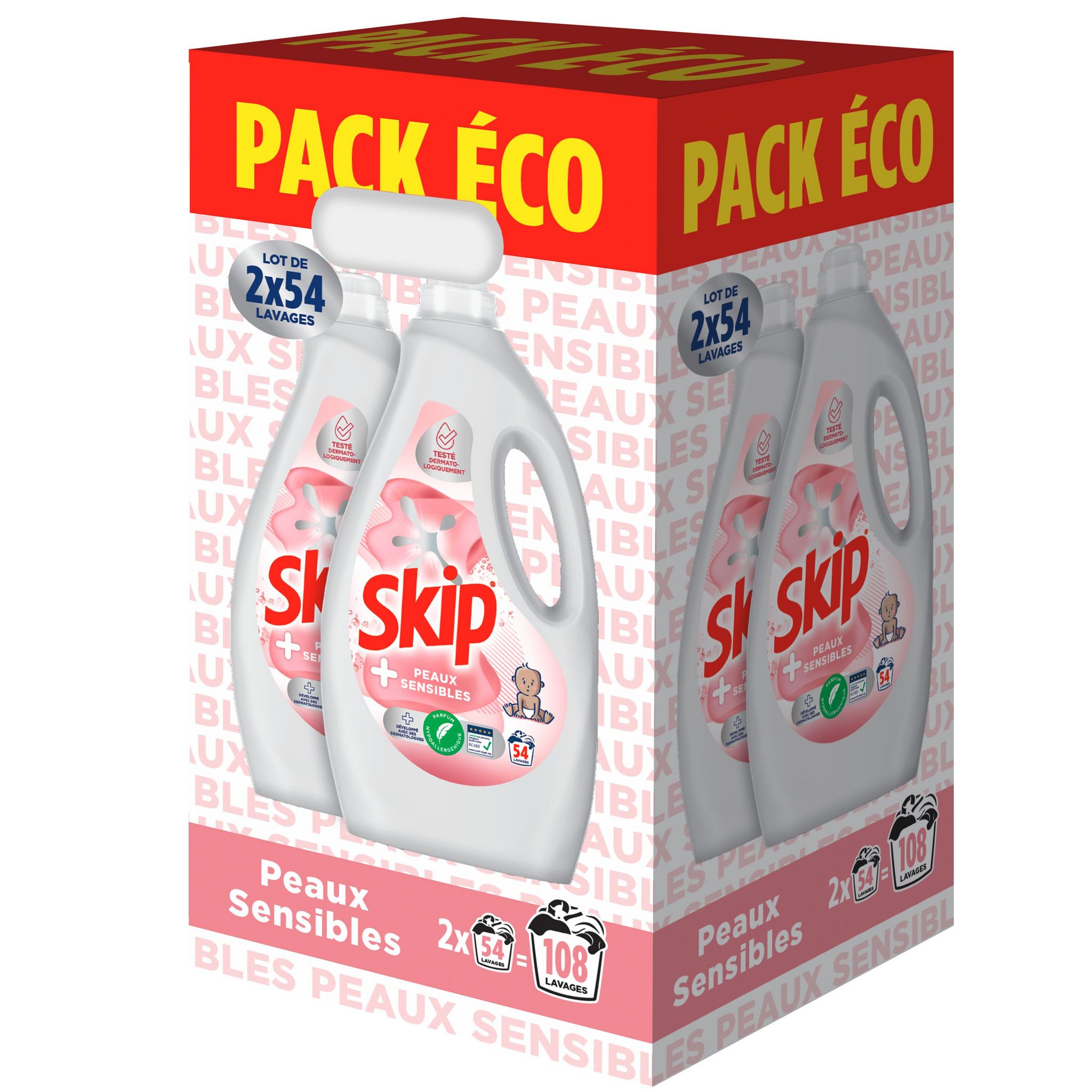 SKIP Lessive liquide peaux sensible 2x2.68l