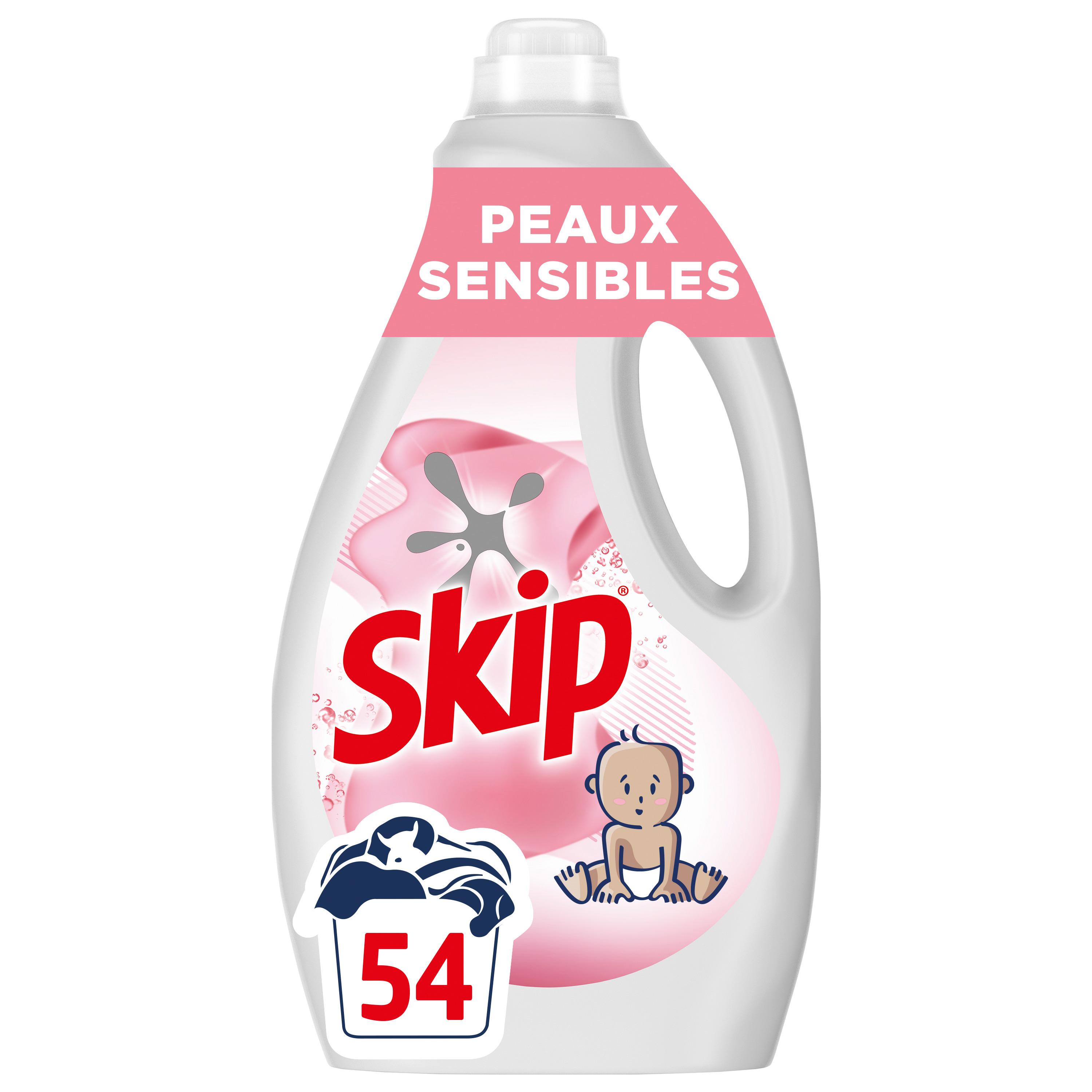 Voir la diapositive 2 : SKIP Lessive liquide peaux sensibles 54 lavages 2.268l