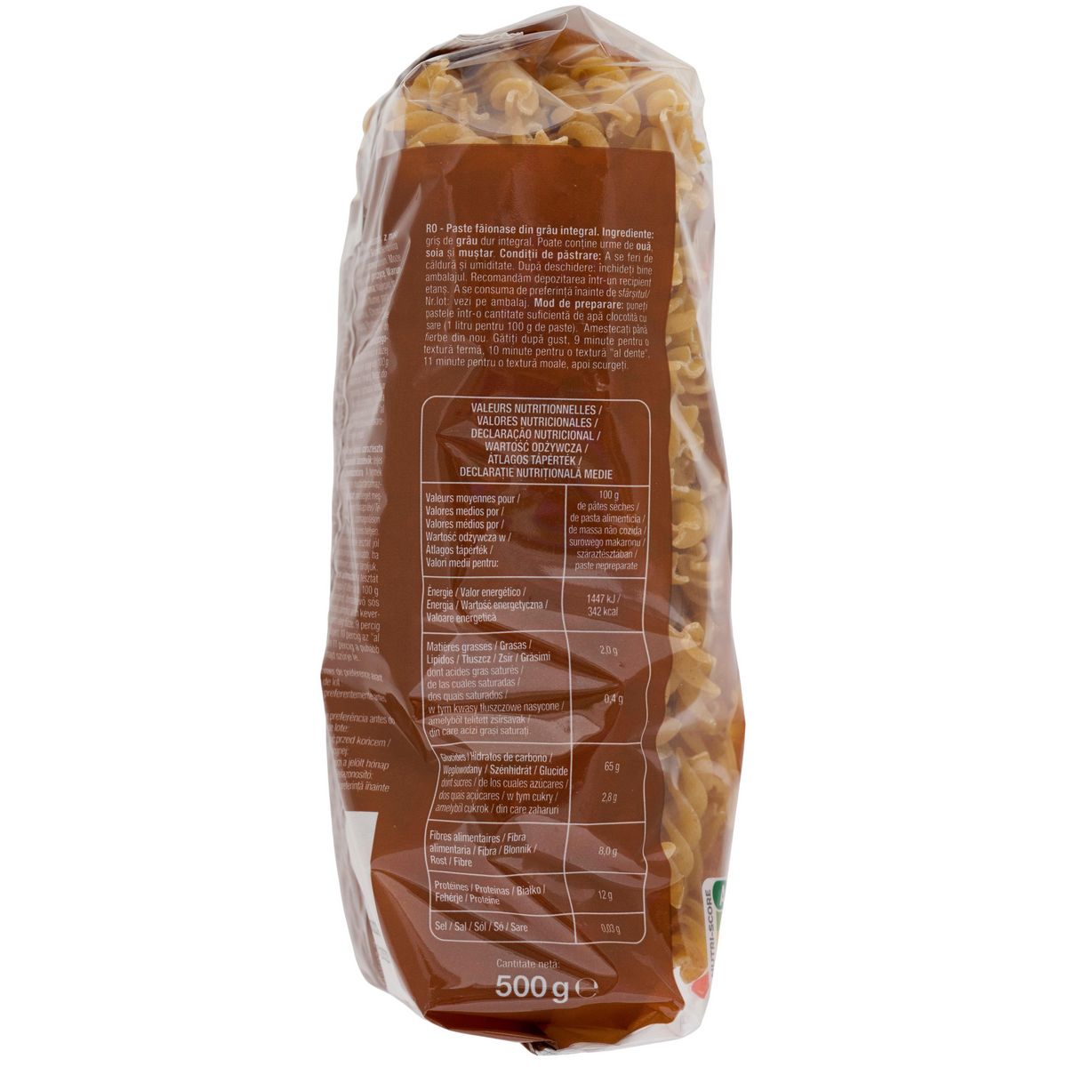 AUCHAN Fusilli intégrales au blé complet 500g