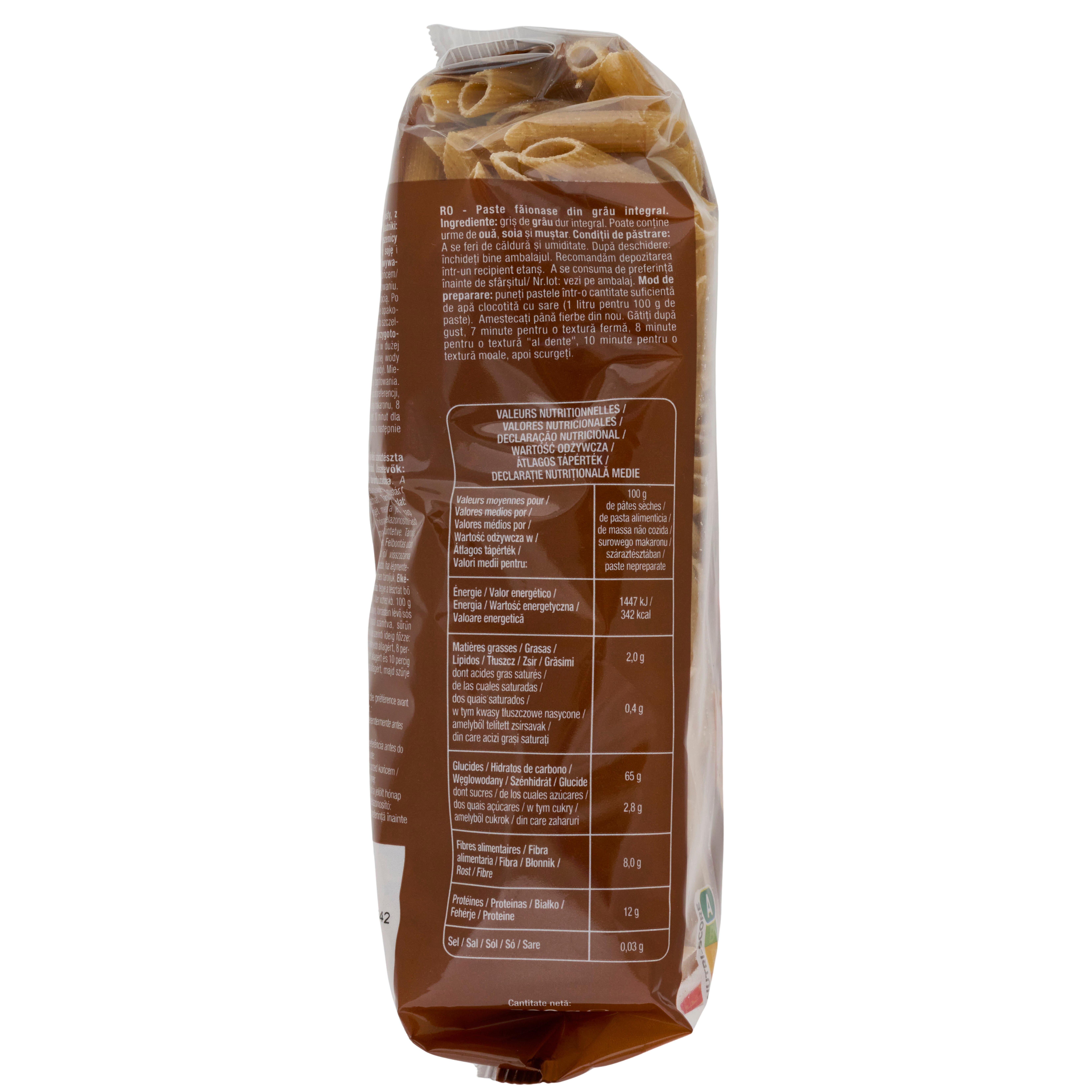 Voir la diapositive 3 : AUCHAN Penne intégrales au blé complet 500g